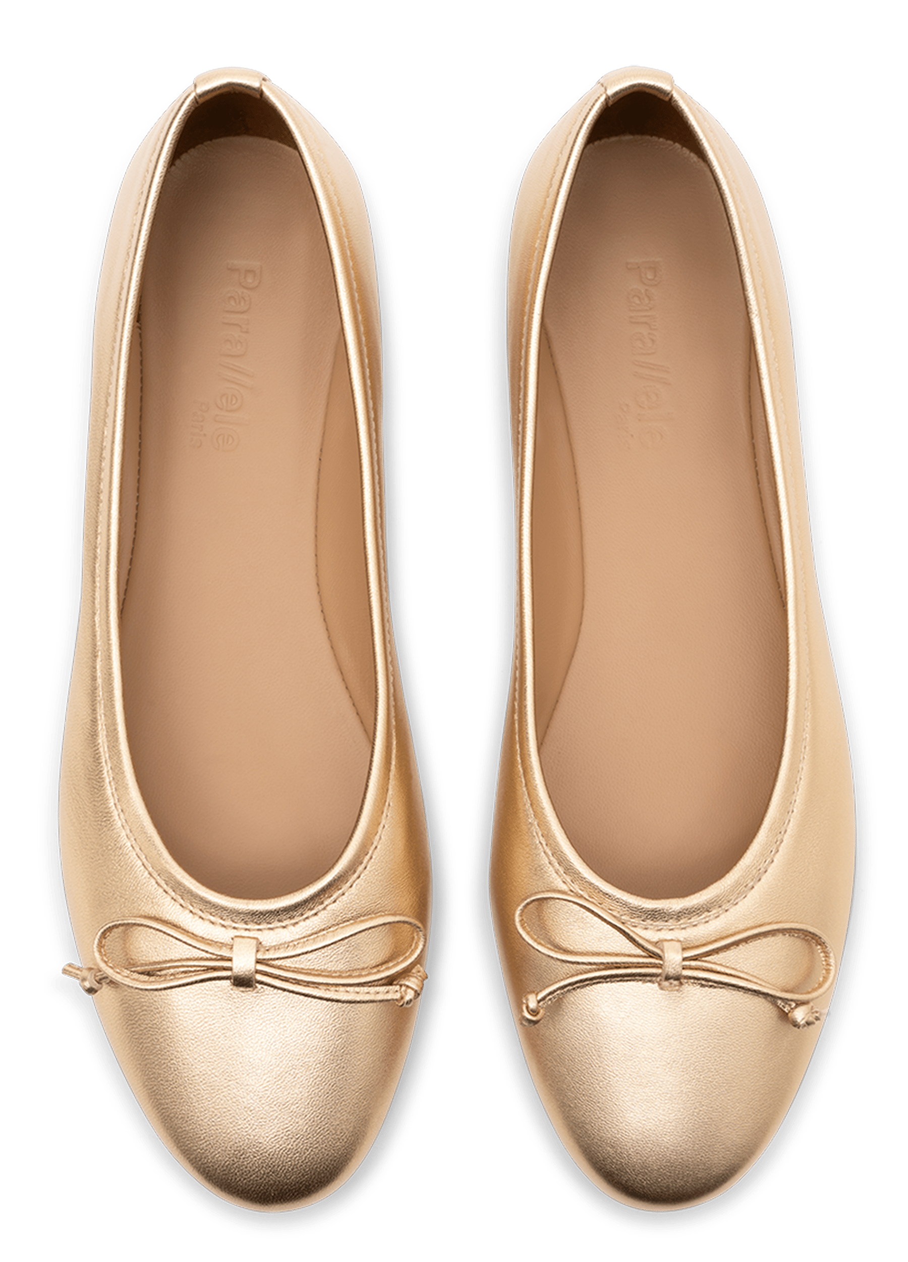Gold metallic nappa leather ballet flats - sacchetto PARALLELE PARIS Golden