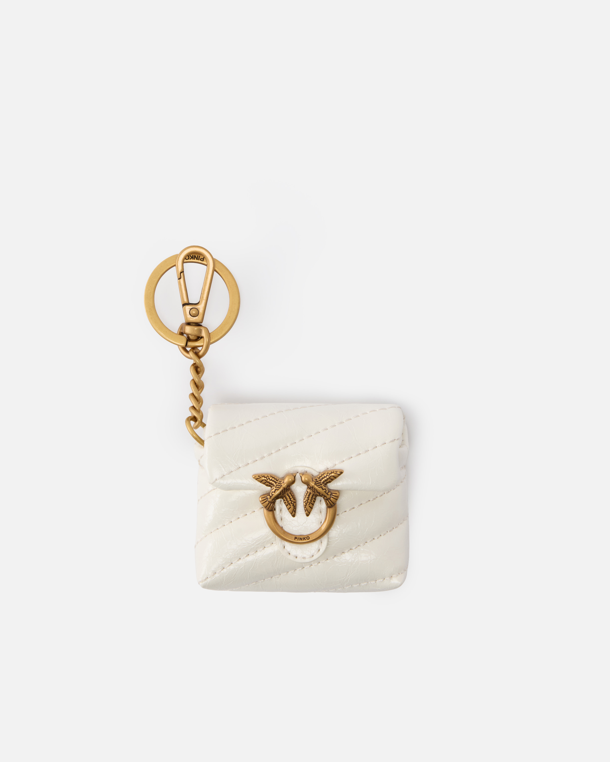 Étui pour airpods love bag puff en cuir brillant PINKO