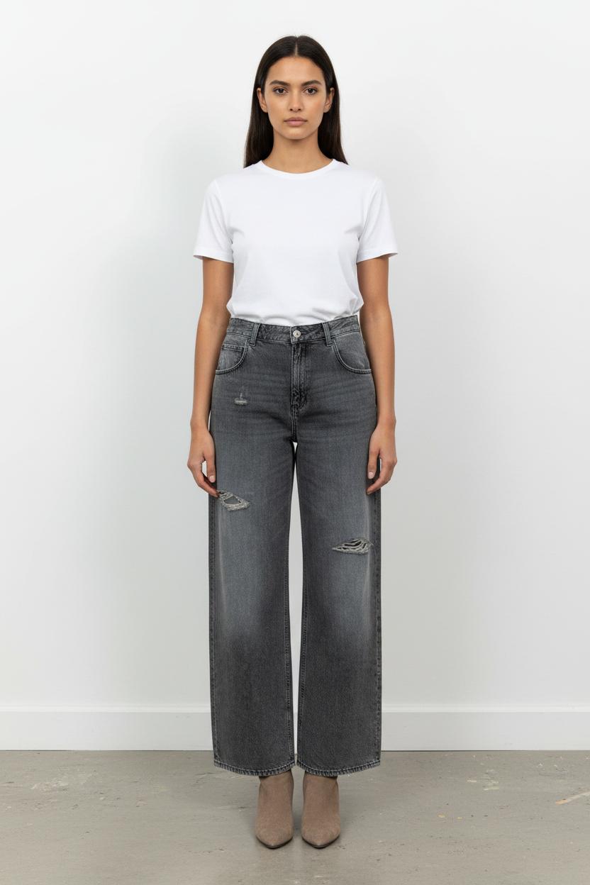 Cropped slim jeans with studs CLOSED - Seconde Main Grey