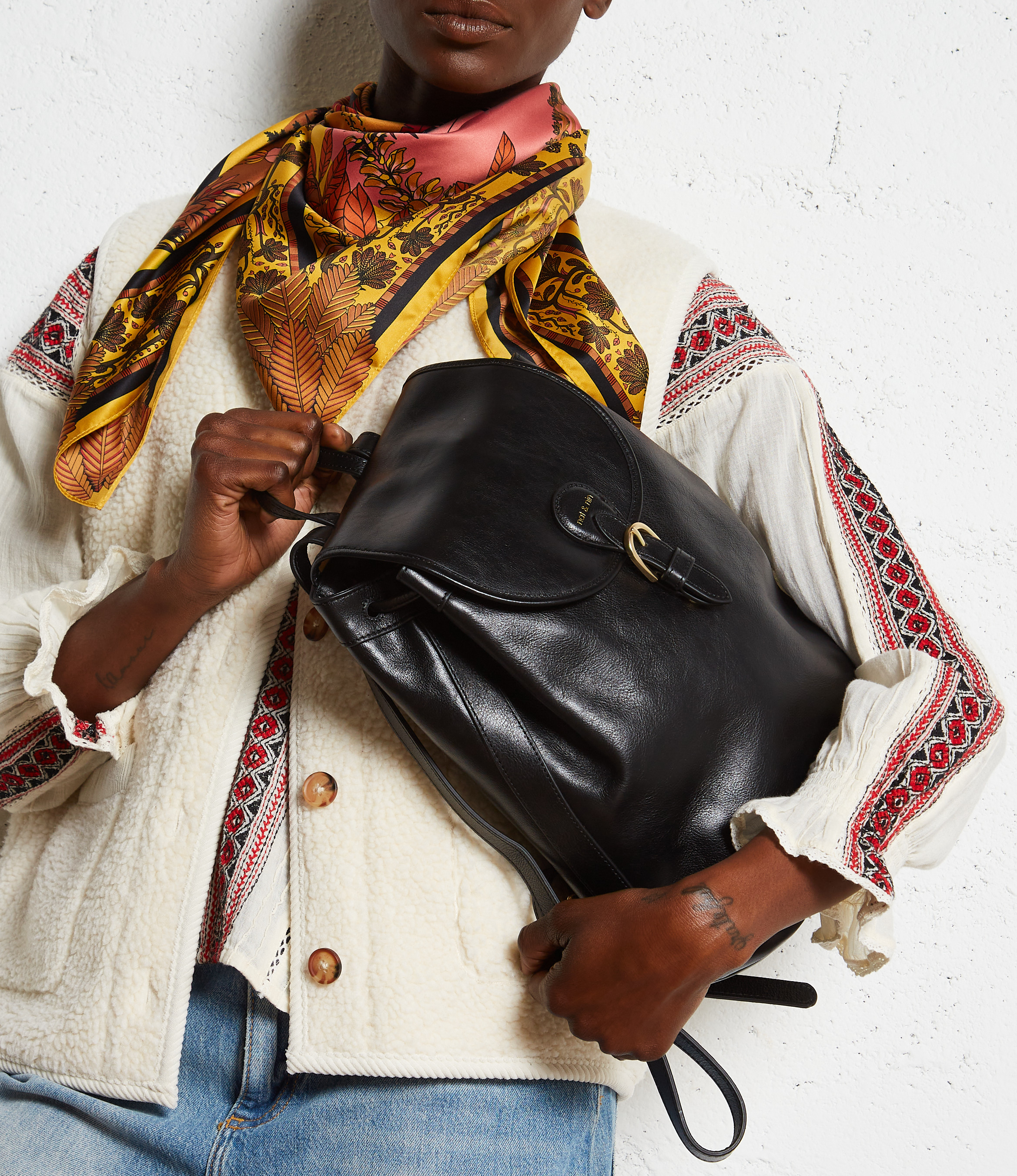 Leather backpack NAT & NIN Black