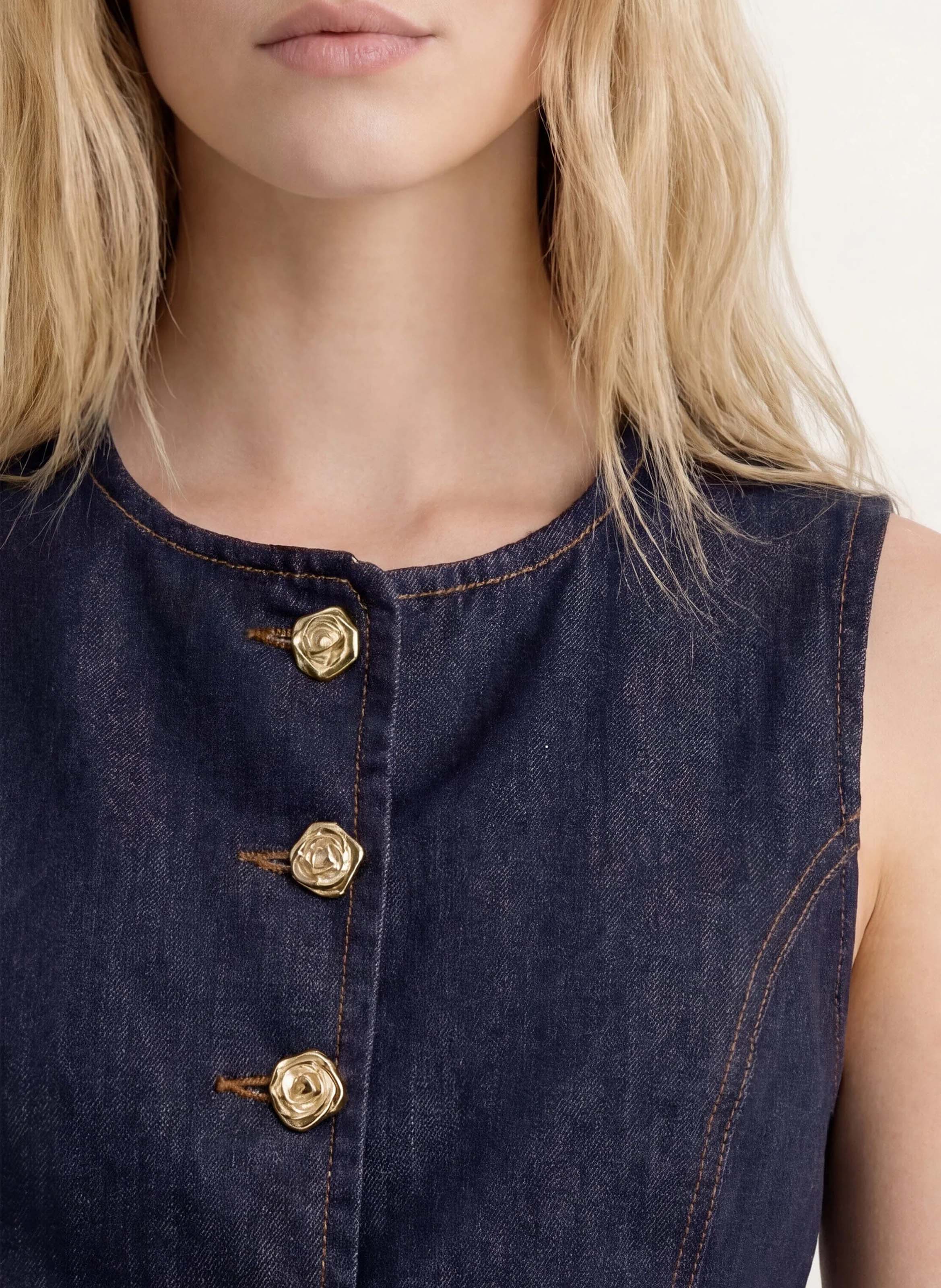 Giacca girocollo in denim di cotone KOOKAI Blu