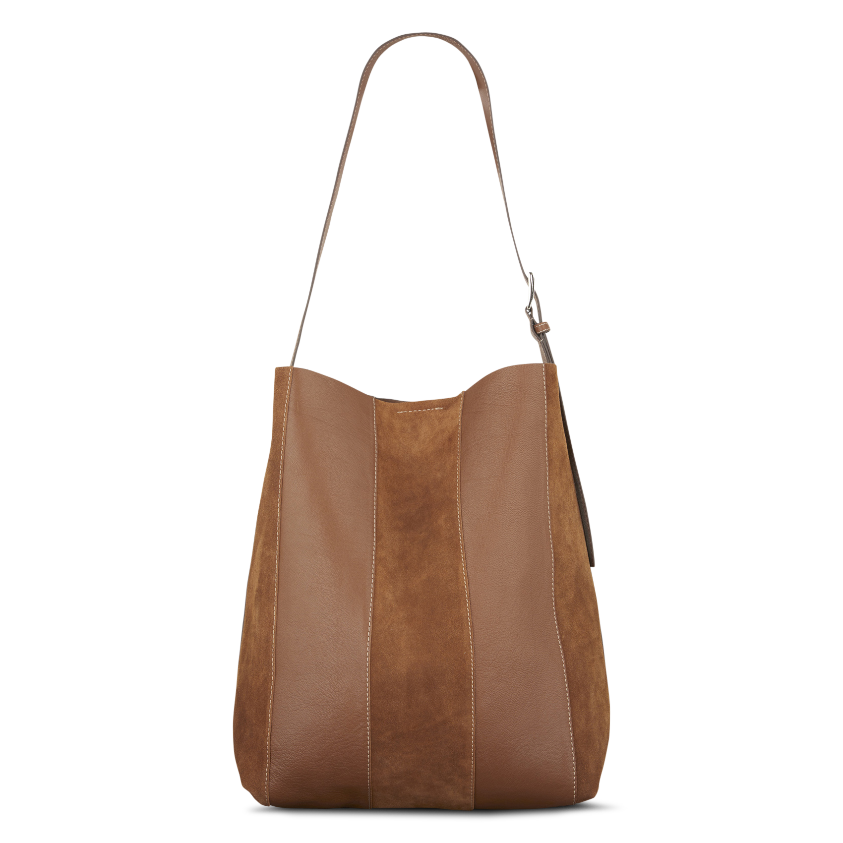Einfarbige Lederschultertasche BECKSONDERGAARD Braun