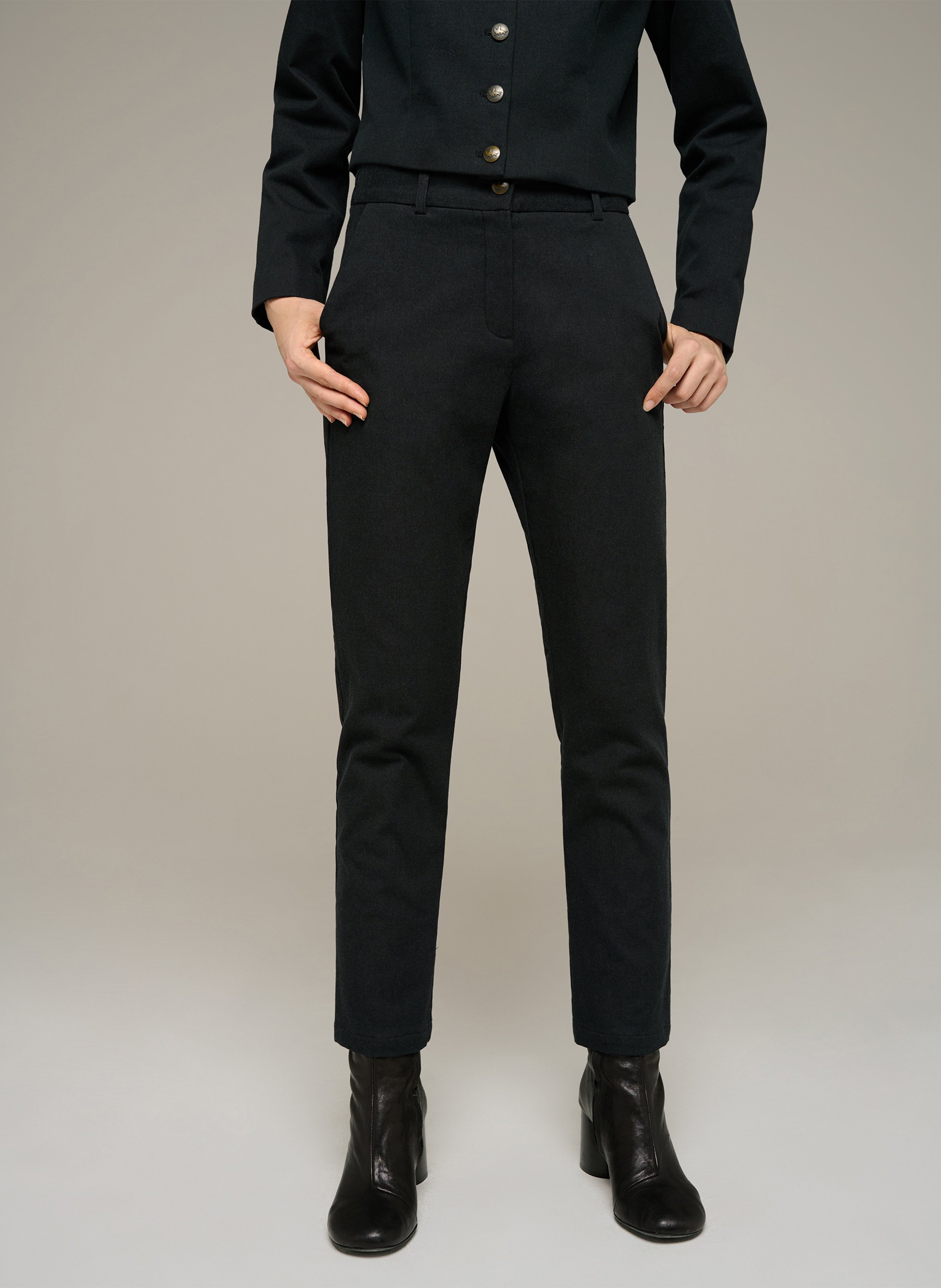 Straight-leg cotton-blend pants COTELAC Black