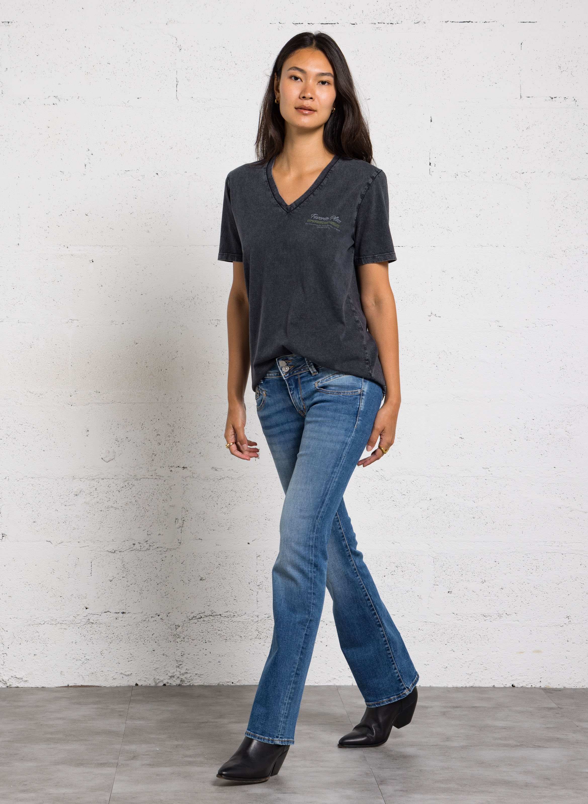 Rechte lage taille jeans LE TEMPS DES CERISES Blauw