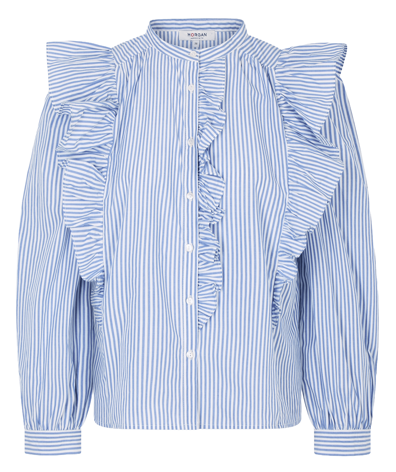 Katoenen blouse met ronde hals MORGAN Blauw