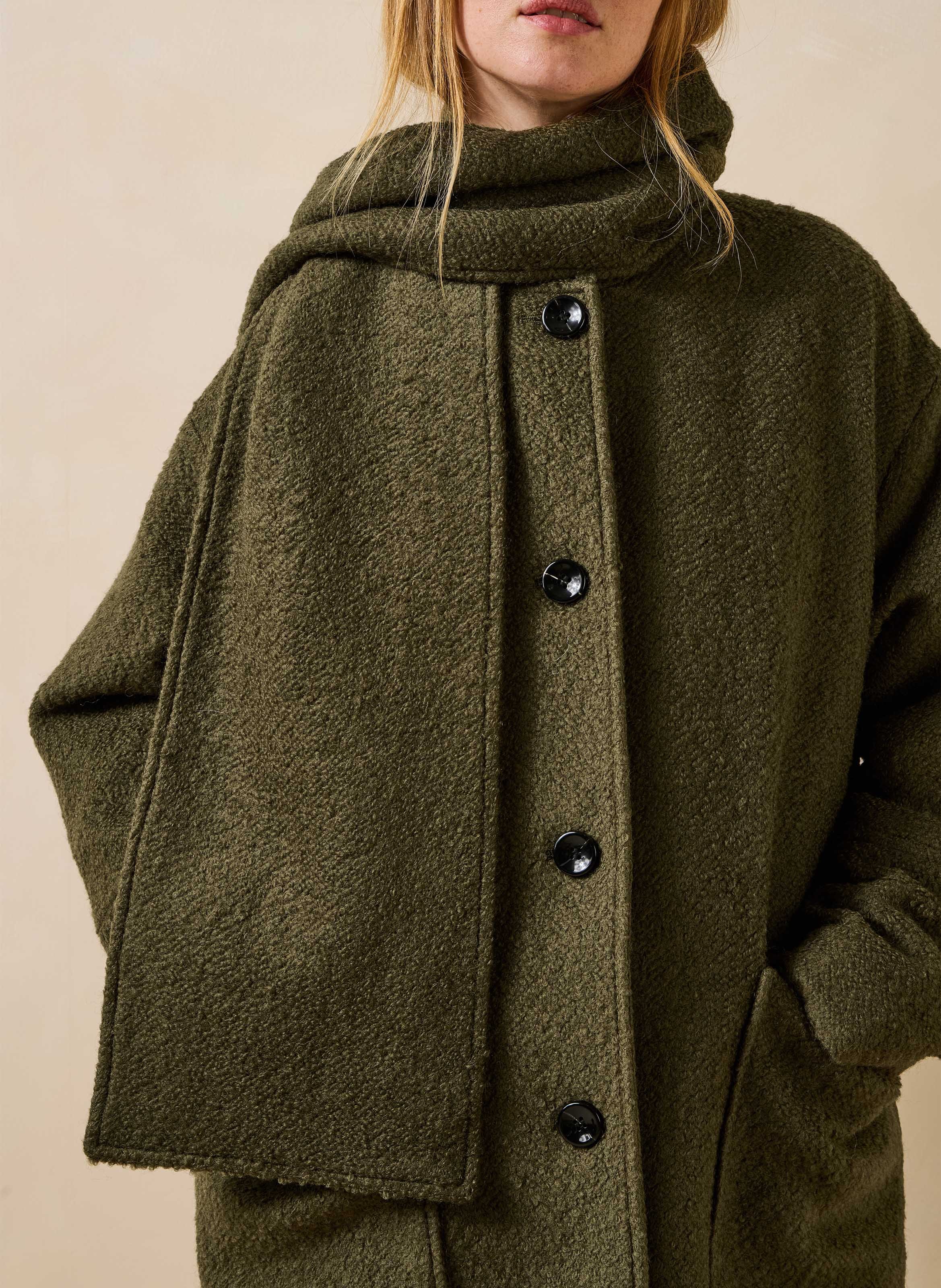 Oversized coat in recycled wool blend LA FEE MARABOUTEE Khaki