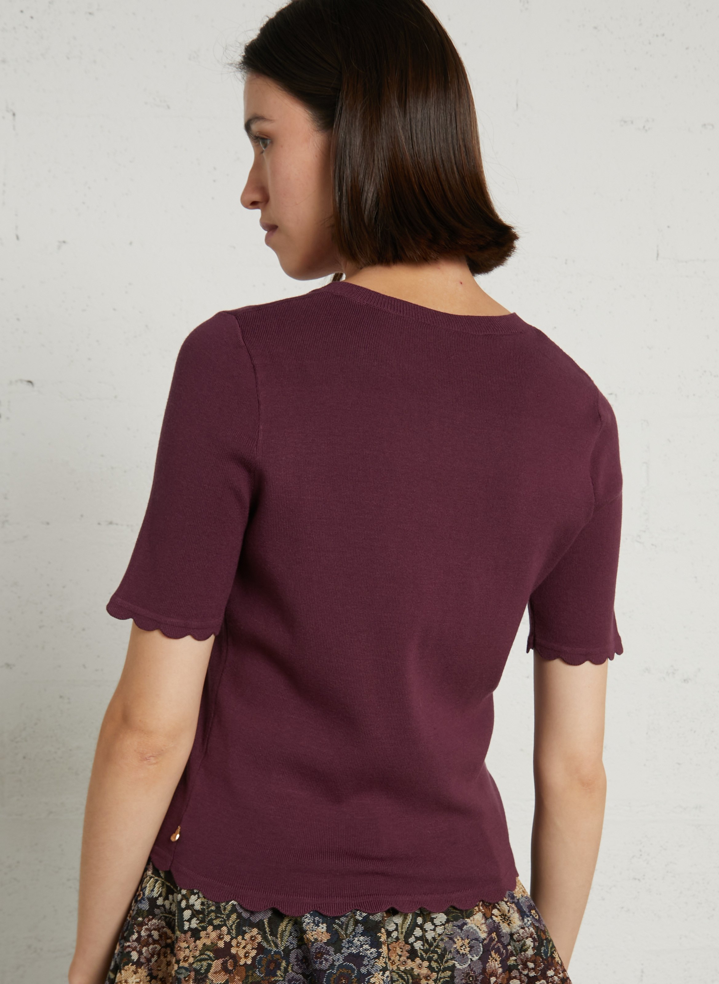 Short-sleeved solid color vest FABIENNE CHAPOT Red