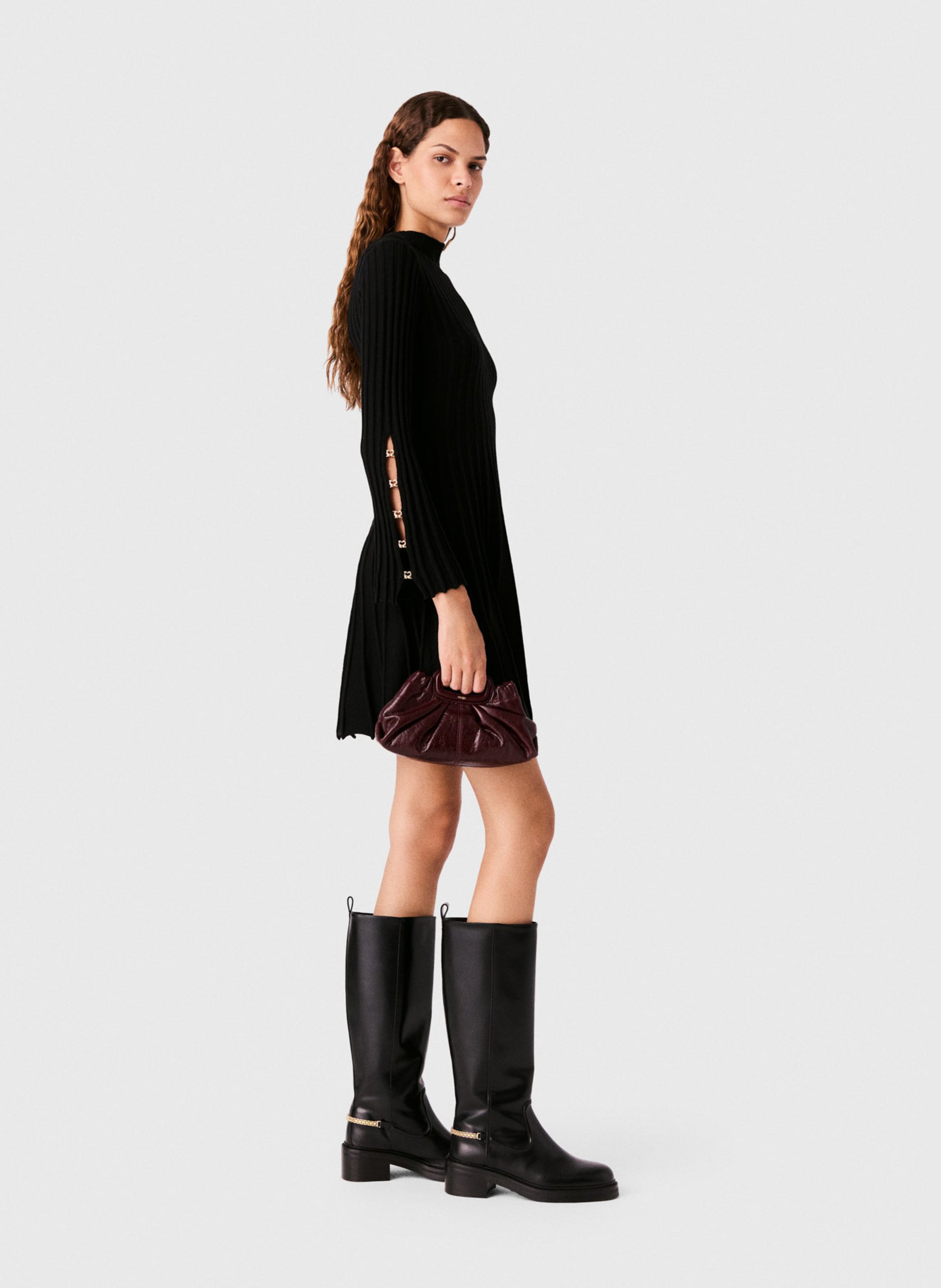 Robe courte cintrée col montant MAJE Noir