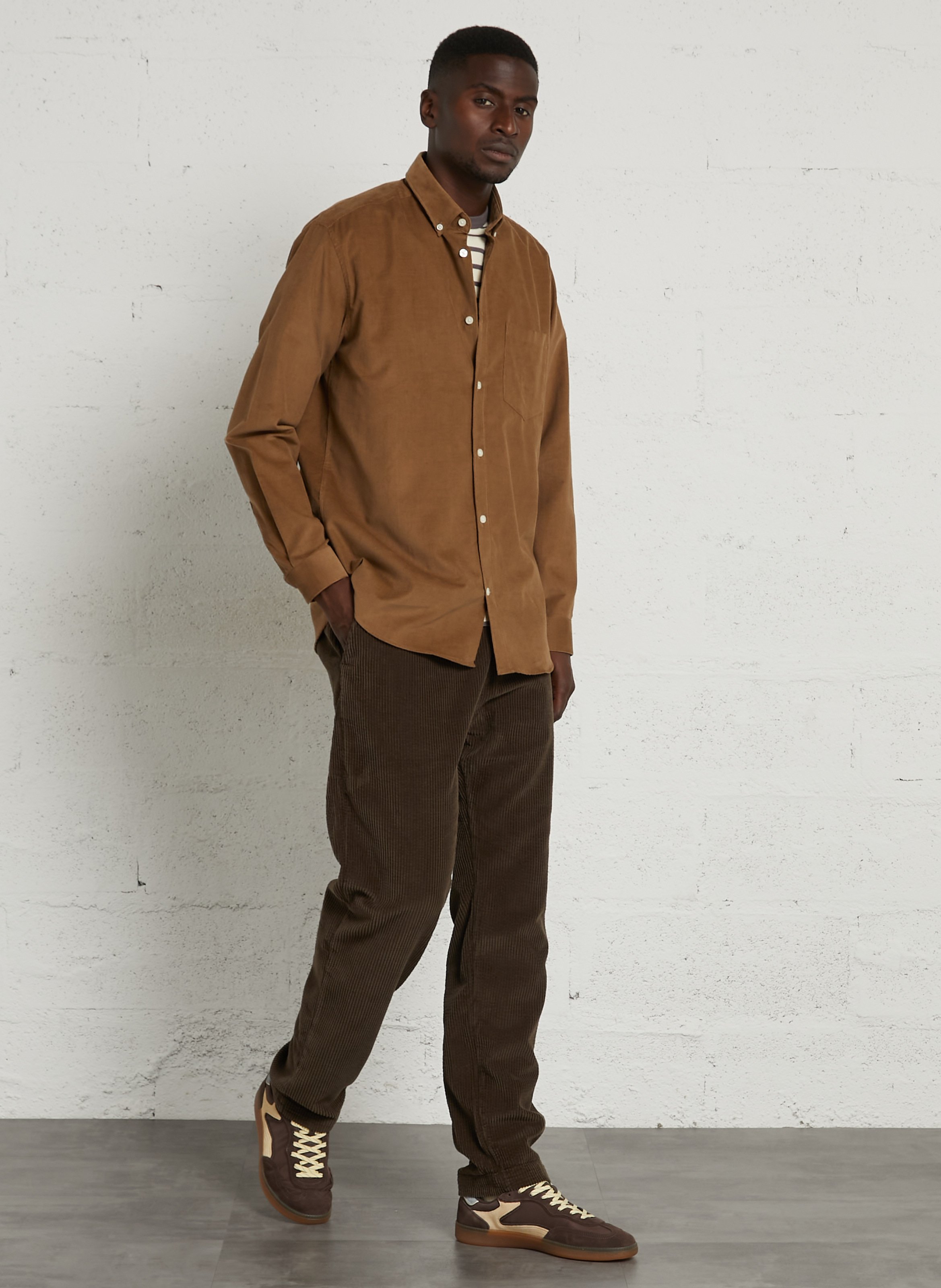 Chemise droite en coton côtelé AU PRINTEMPS PARIS Beige