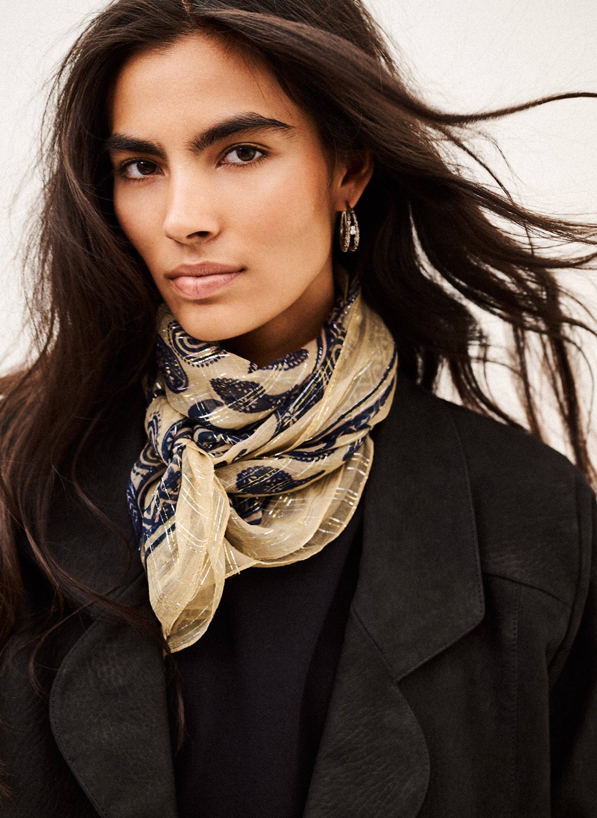 Printed square scarf BA&SH Beige