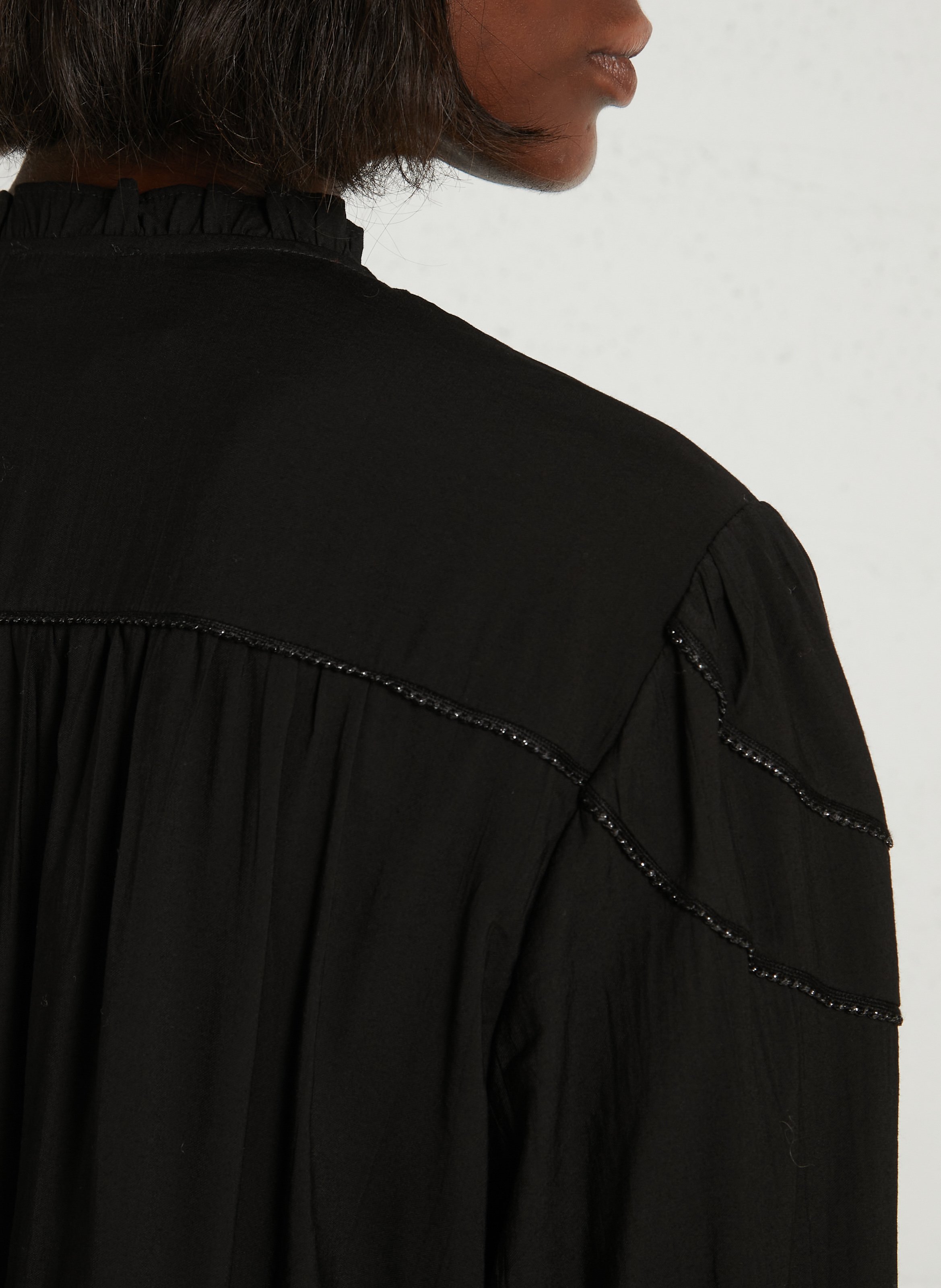 Chemise col rond brodée SEE U SOON Noir