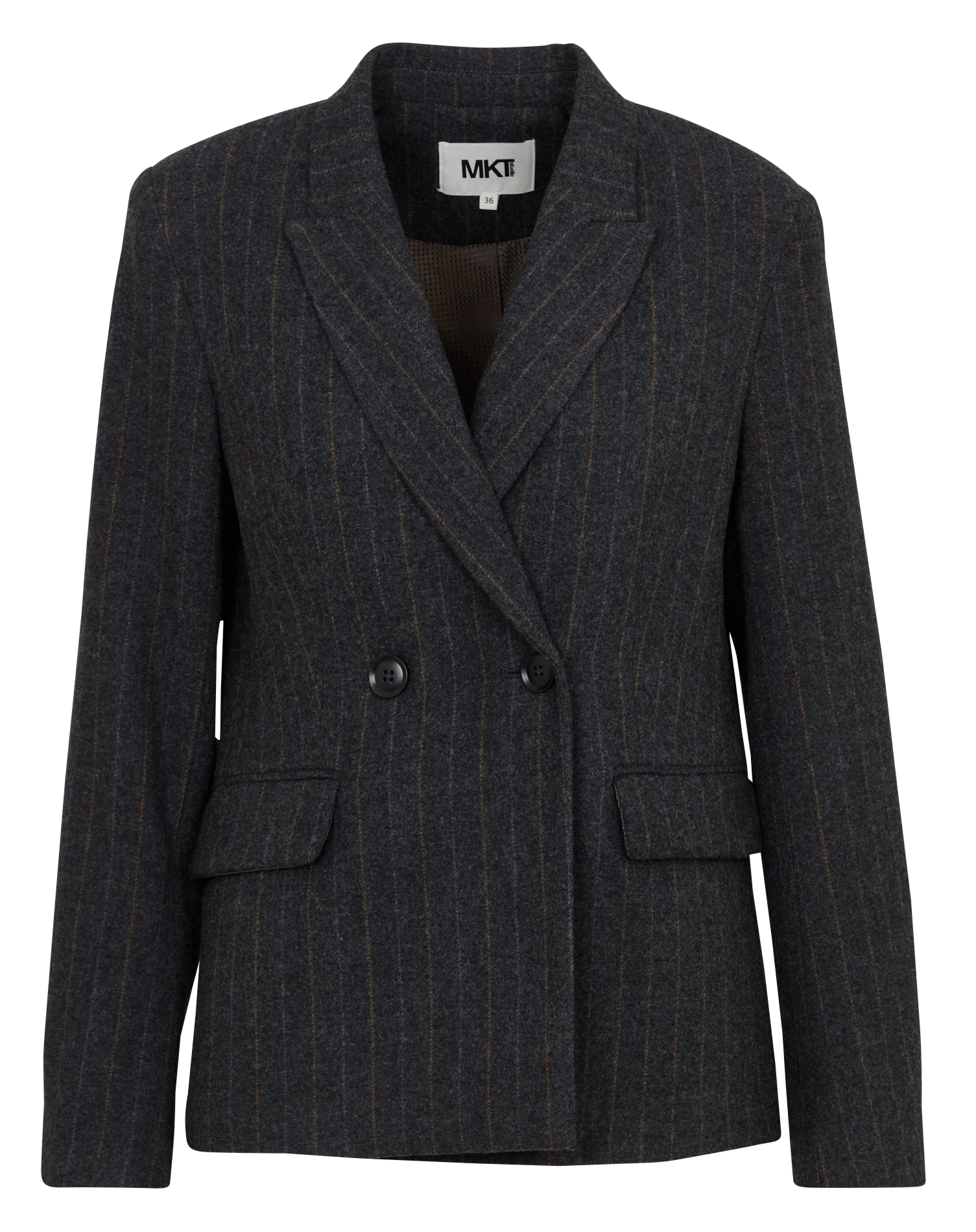 Straight tailored blazer in mixed wool with stripes MKT Grey