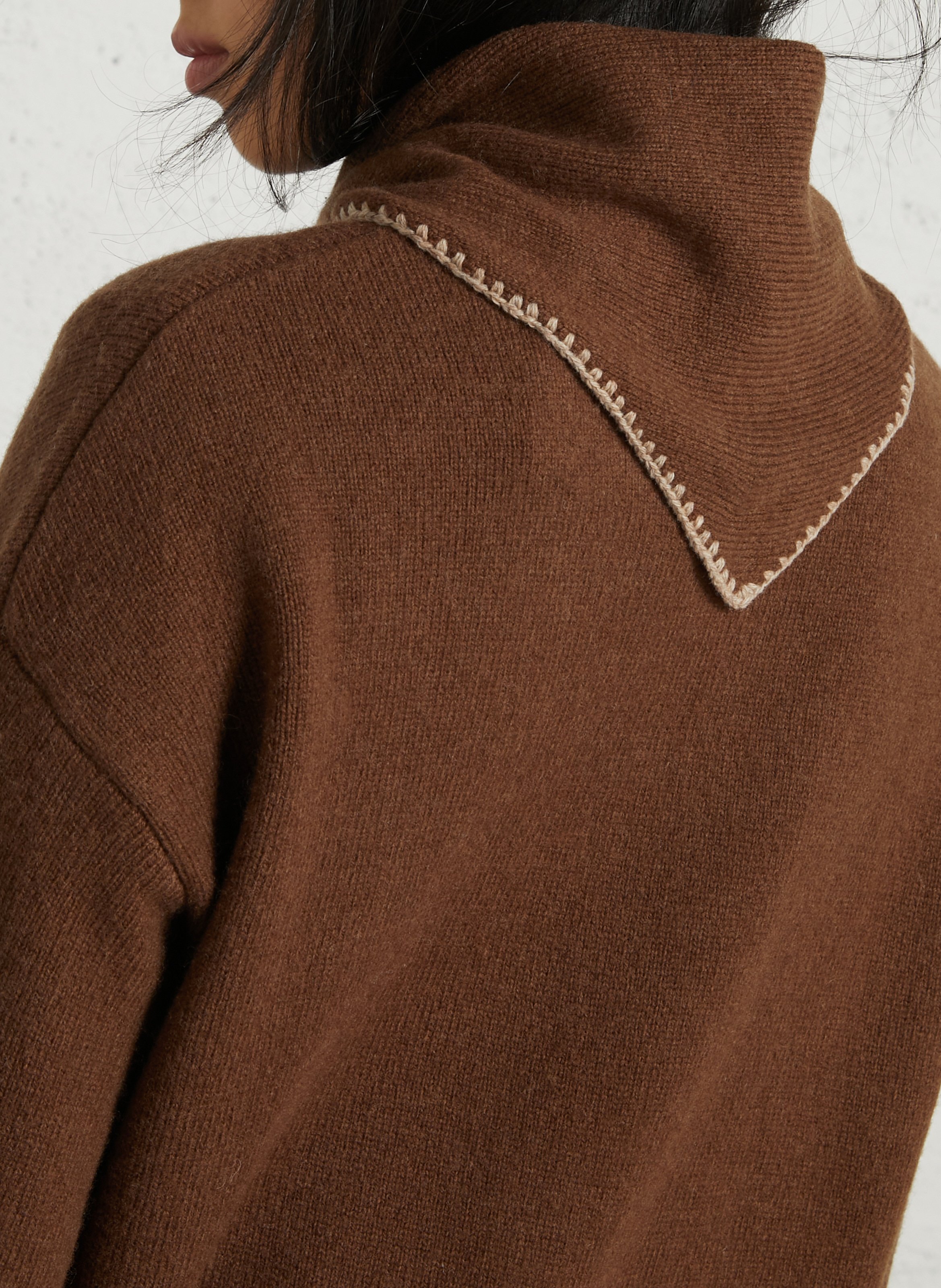Straight solid color sweater with wool scarf SUD EXPRESS Brown