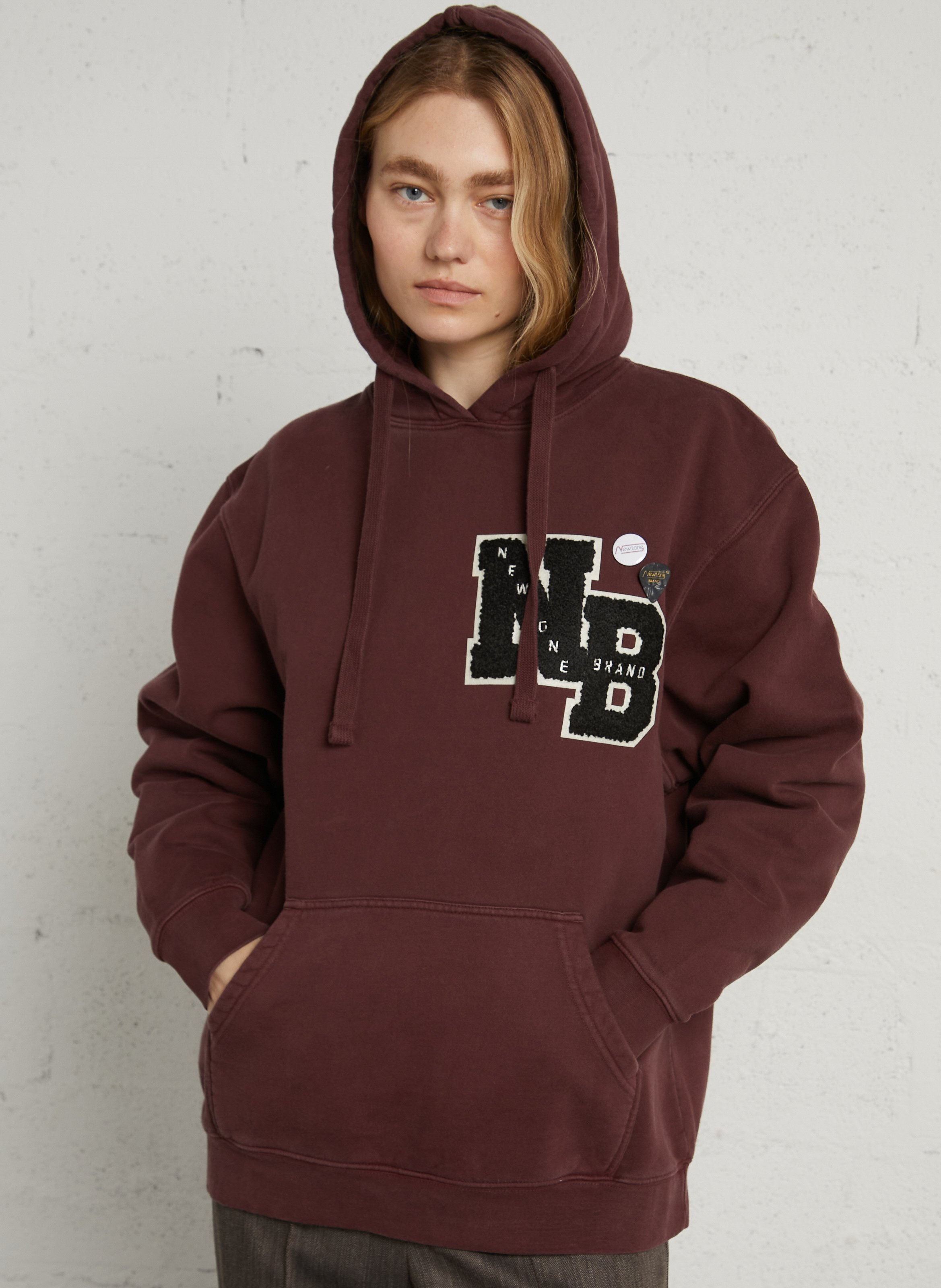 Sweat à capuche brodé en coton mélangé NEWTONE Violet