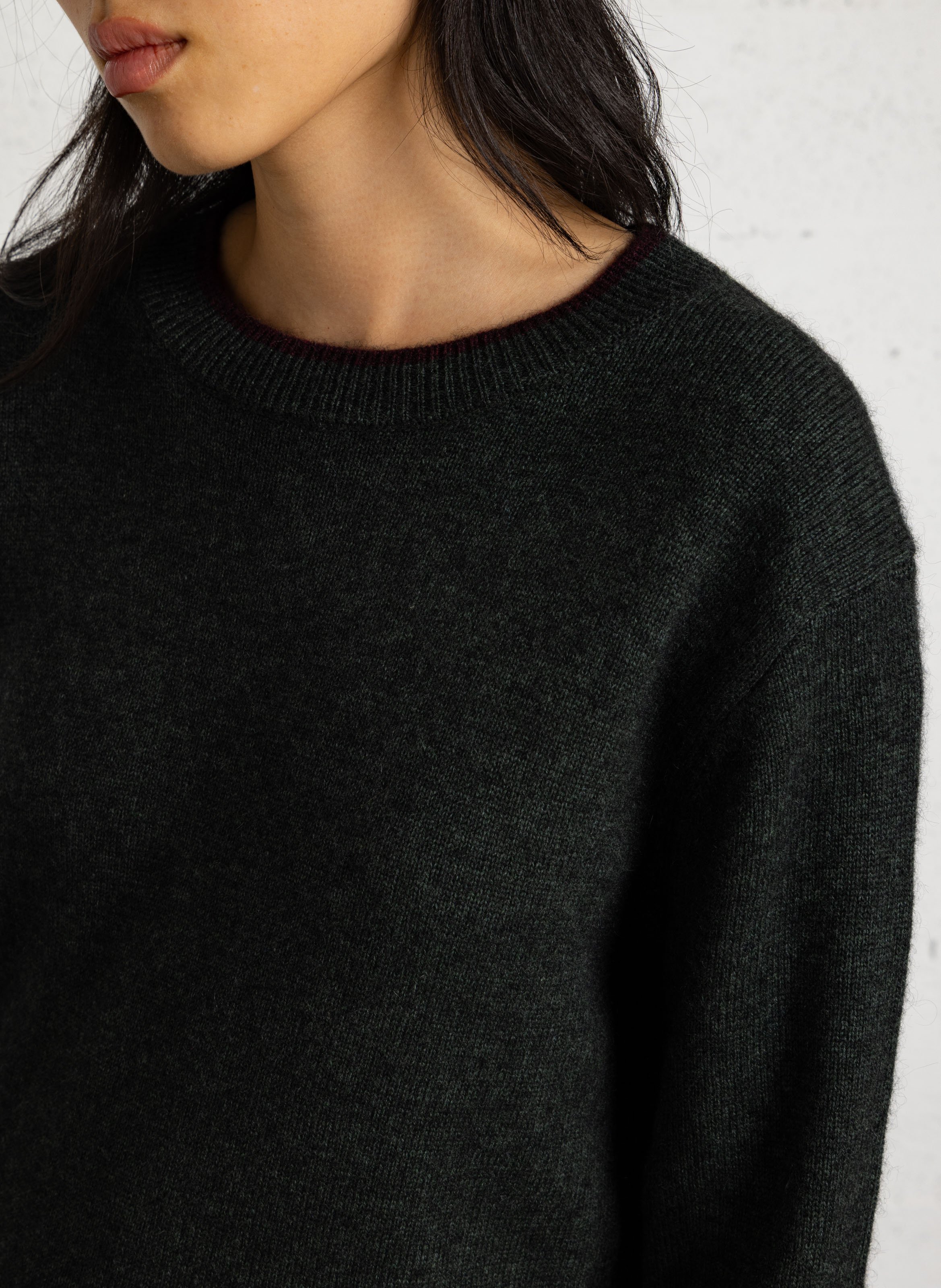 Pull droit col rond en laine MAISON 123 Vert