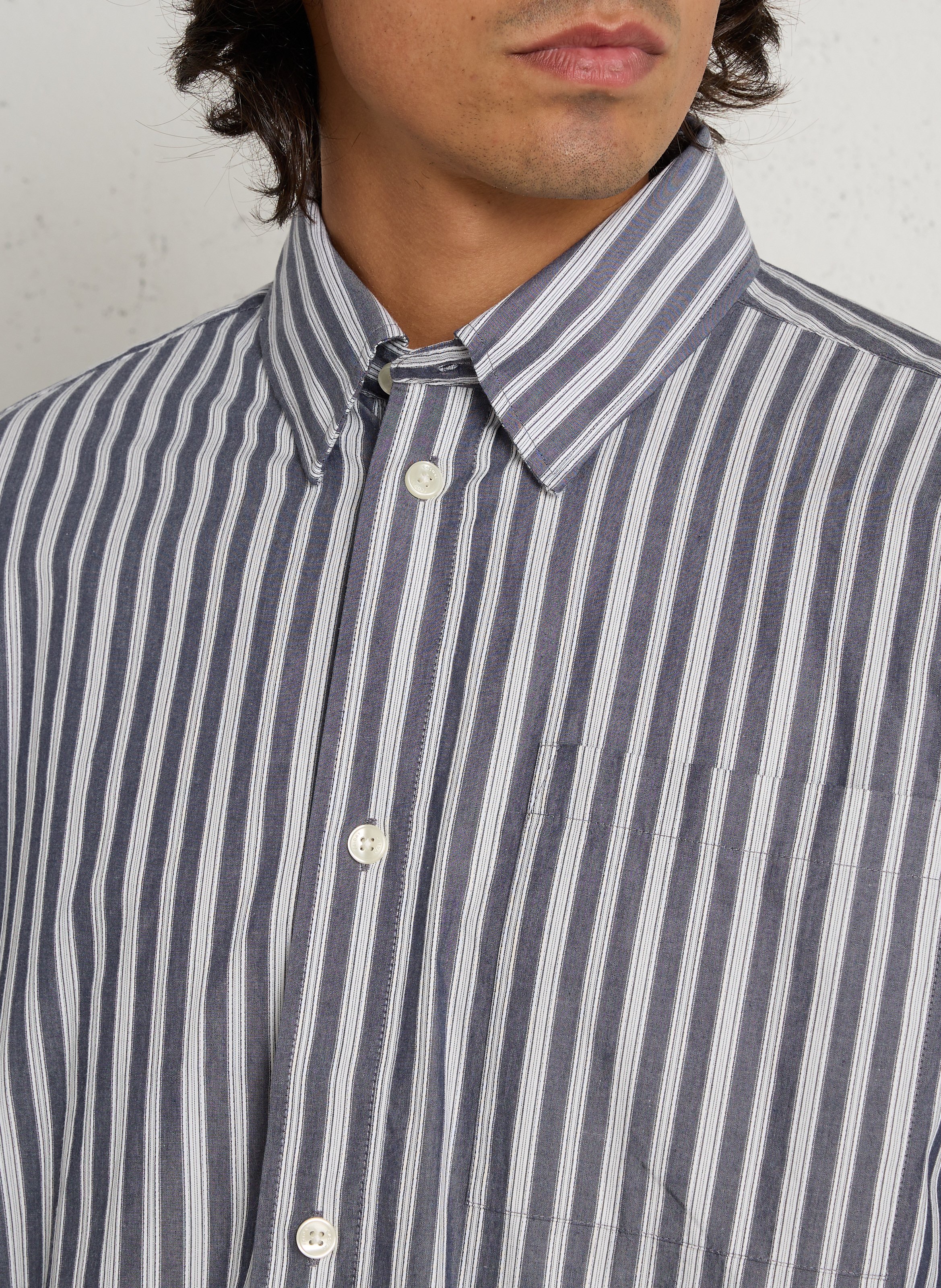 Chemise droit rayé en coton CASUAL FRIDAY Bleu