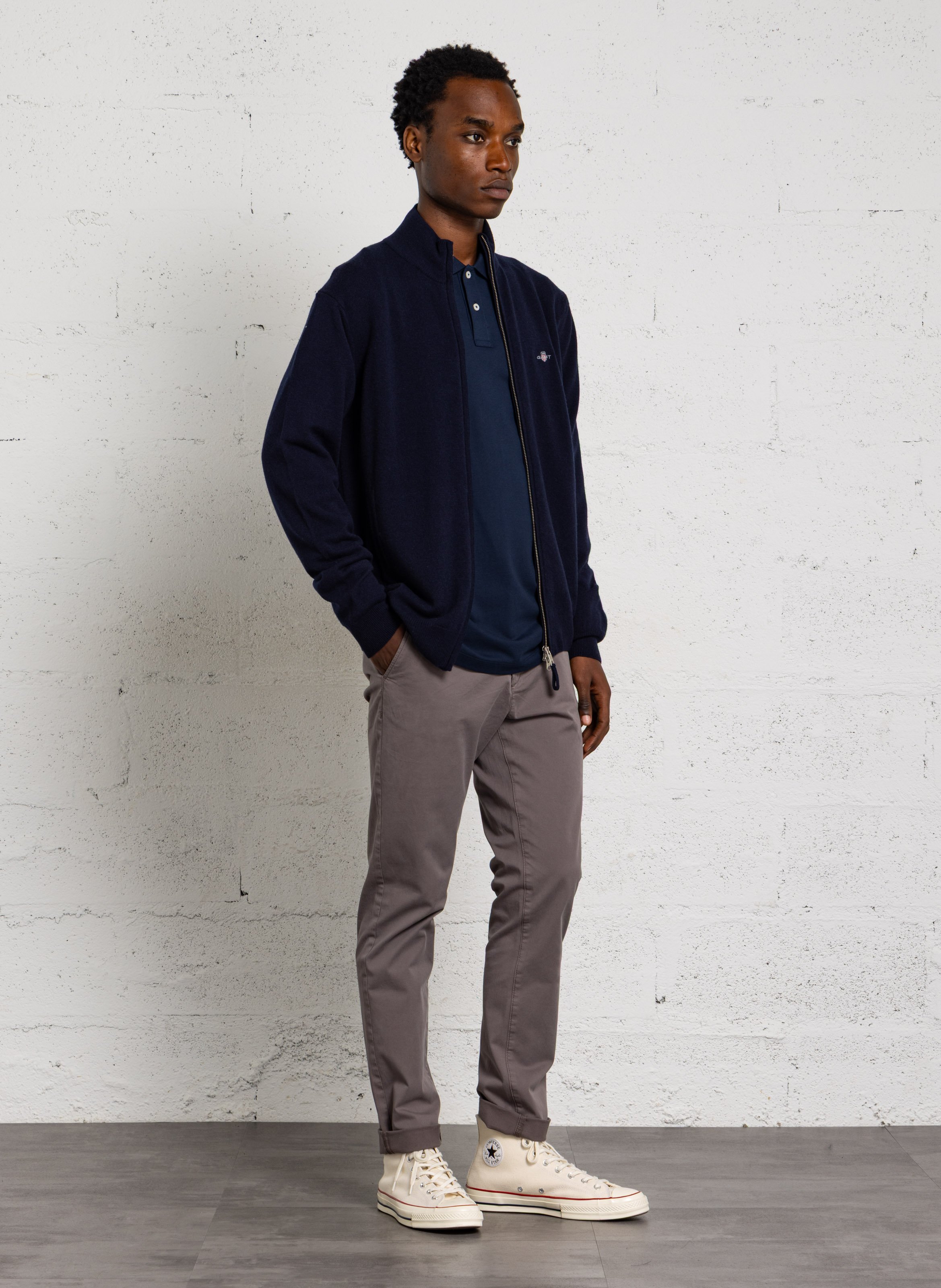 Gilet col montant en laine GANT Bleu