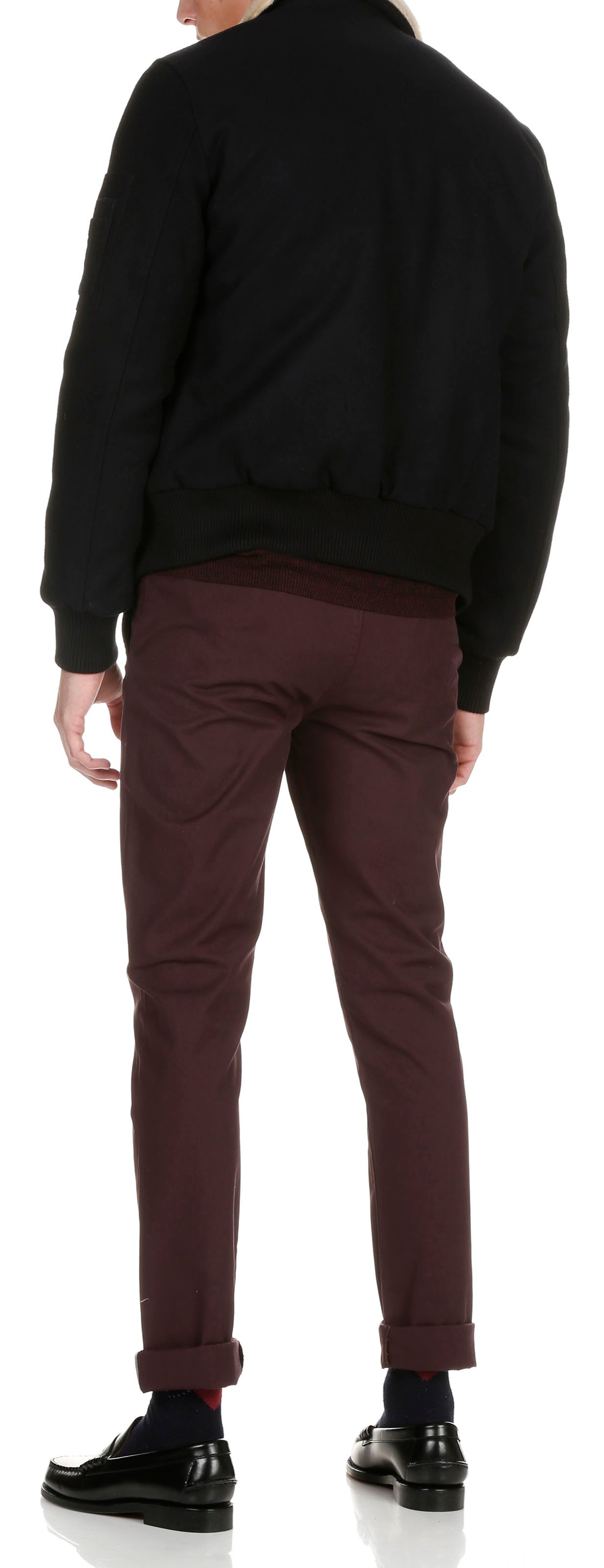 Blouson col classique droit en laine mélangée BOMBERS ORIGINAL Bleu