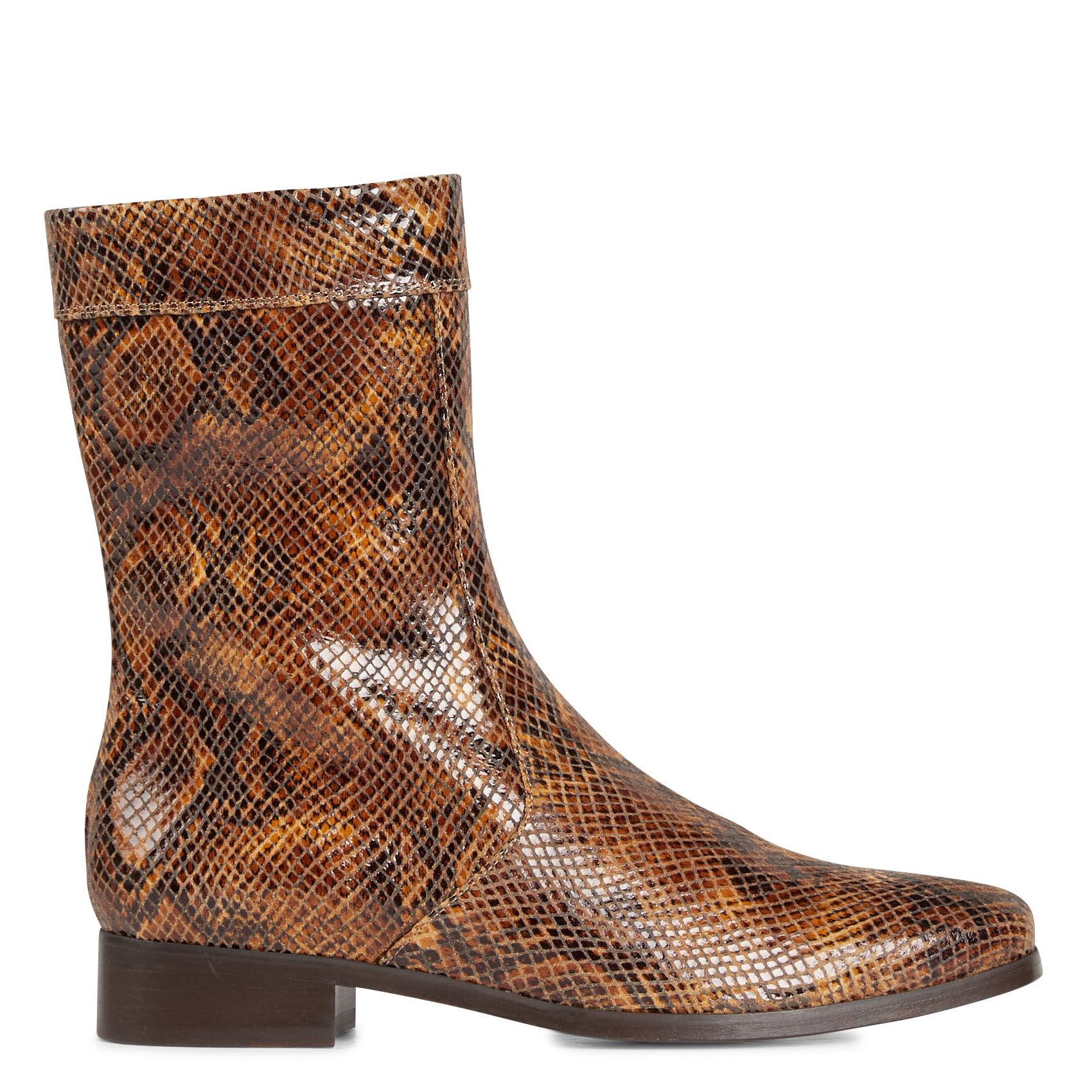 Lederstiefeletten mit Python-Print BraunSOEUR