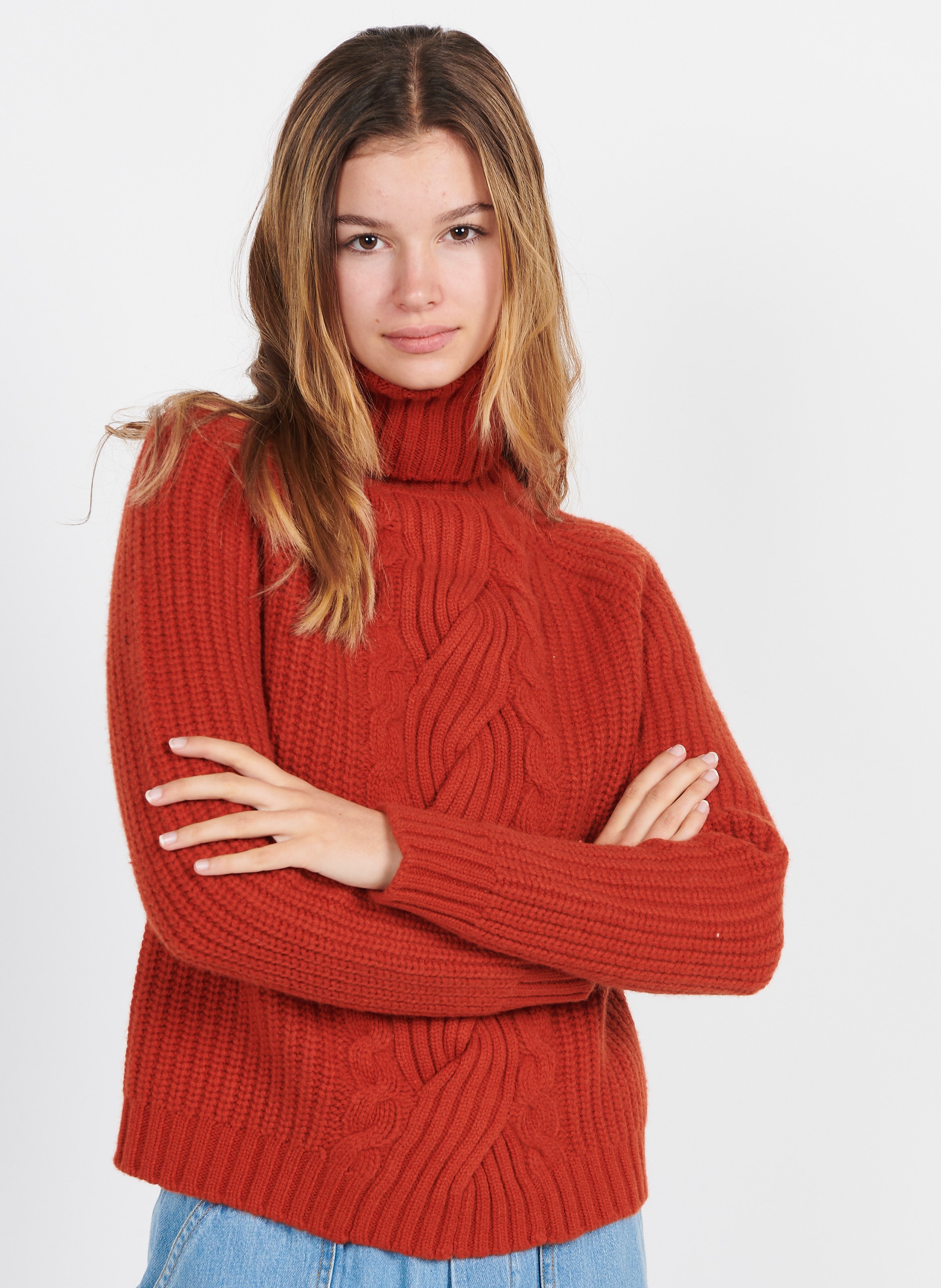 Woven Wool Turtleneck Sweater Brick Berenice Women Place des Tendances