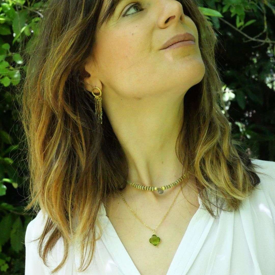 Peridot clover necklace GINANDGER Green