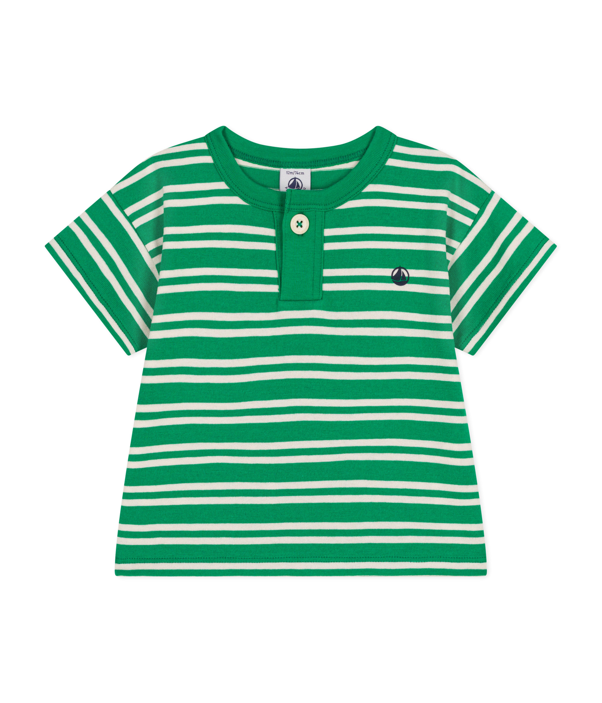 Tee-shirt manches courtes rayé en coton PETIT BATEAU Vert
