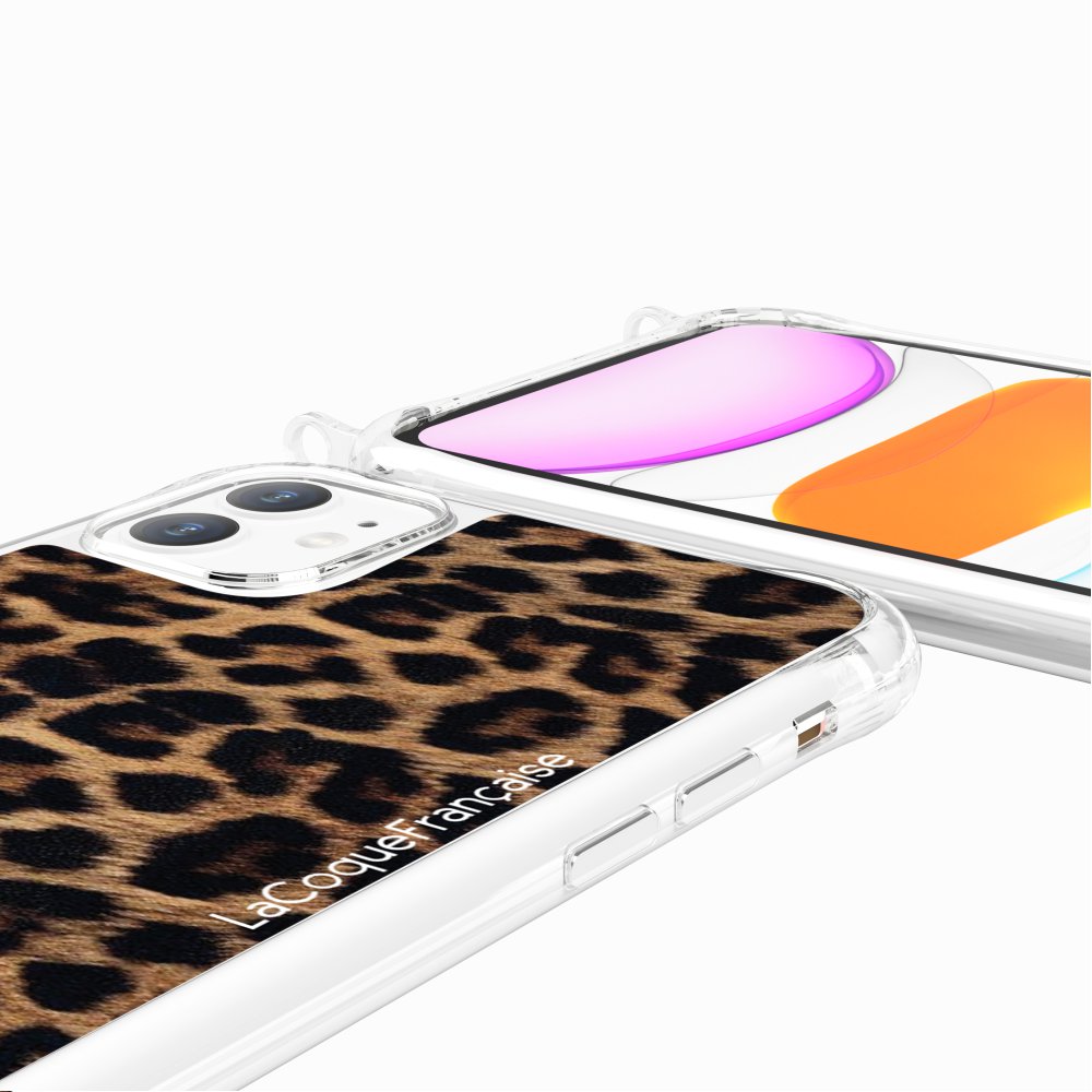 Leopard phone case with rings for iPhone 11 LA COQUE FRANCAISE Brown