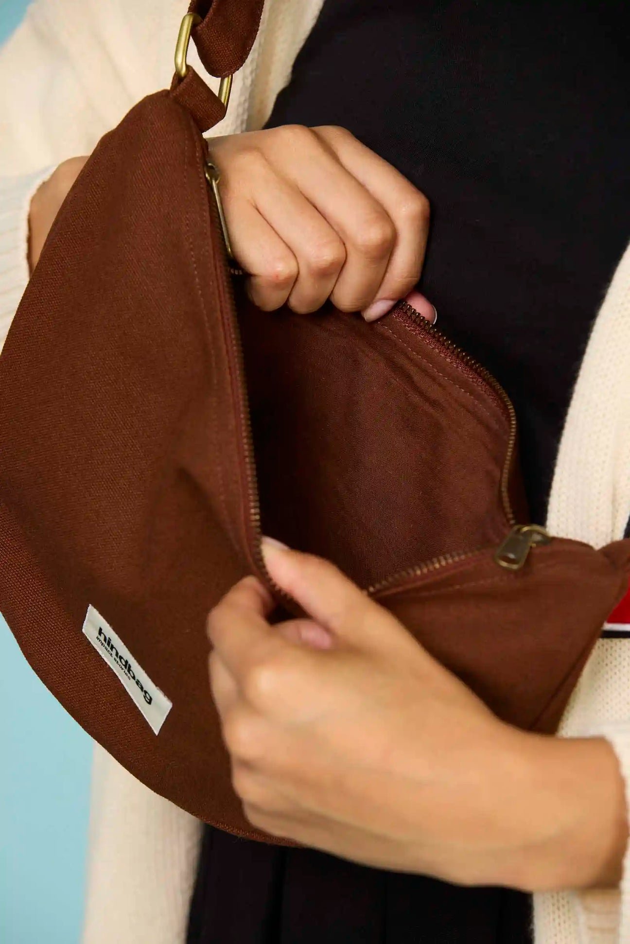 Sac banane en coton Marron