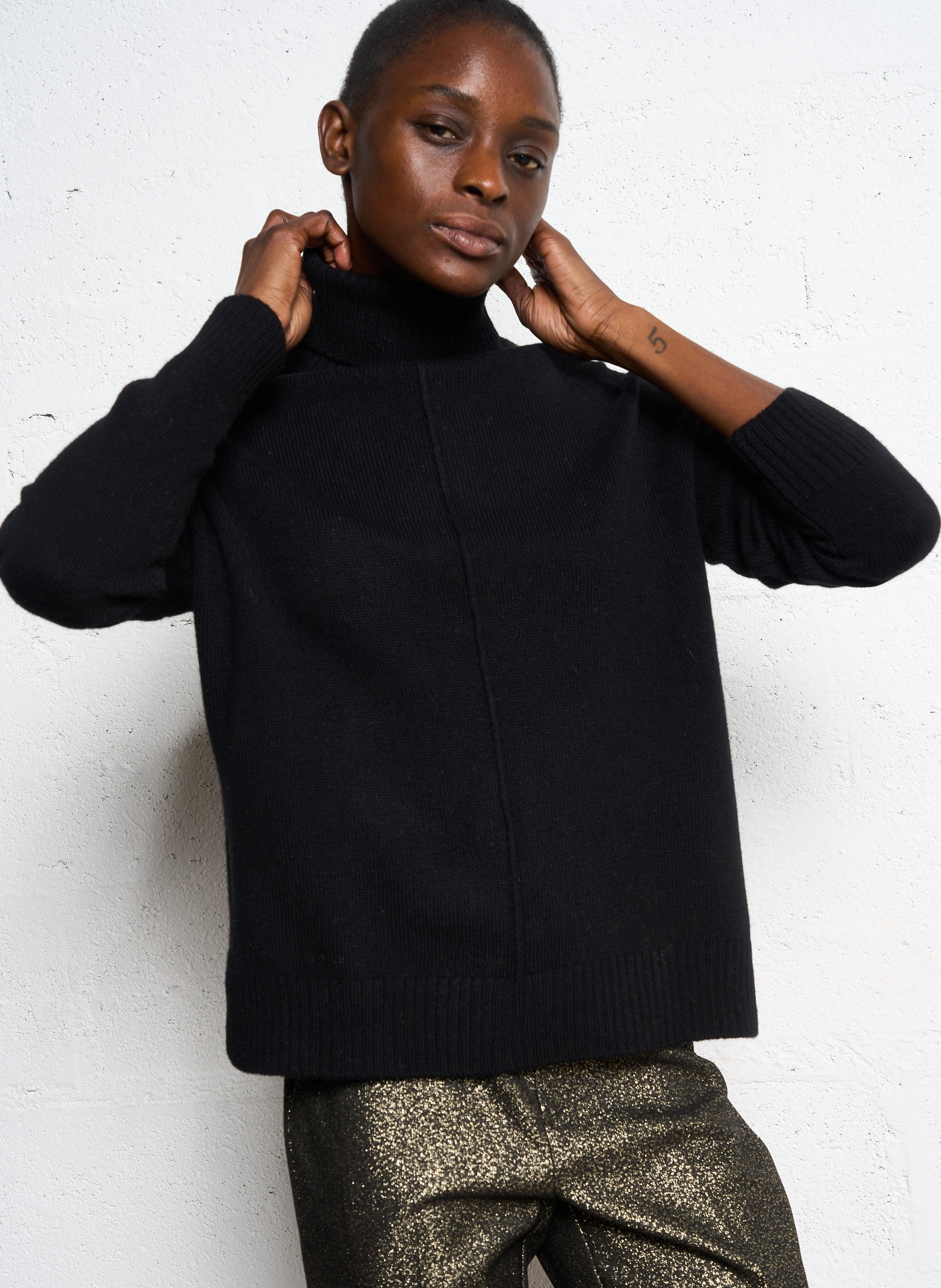 Pull col roulé en laine SUD EXPRESS Noir