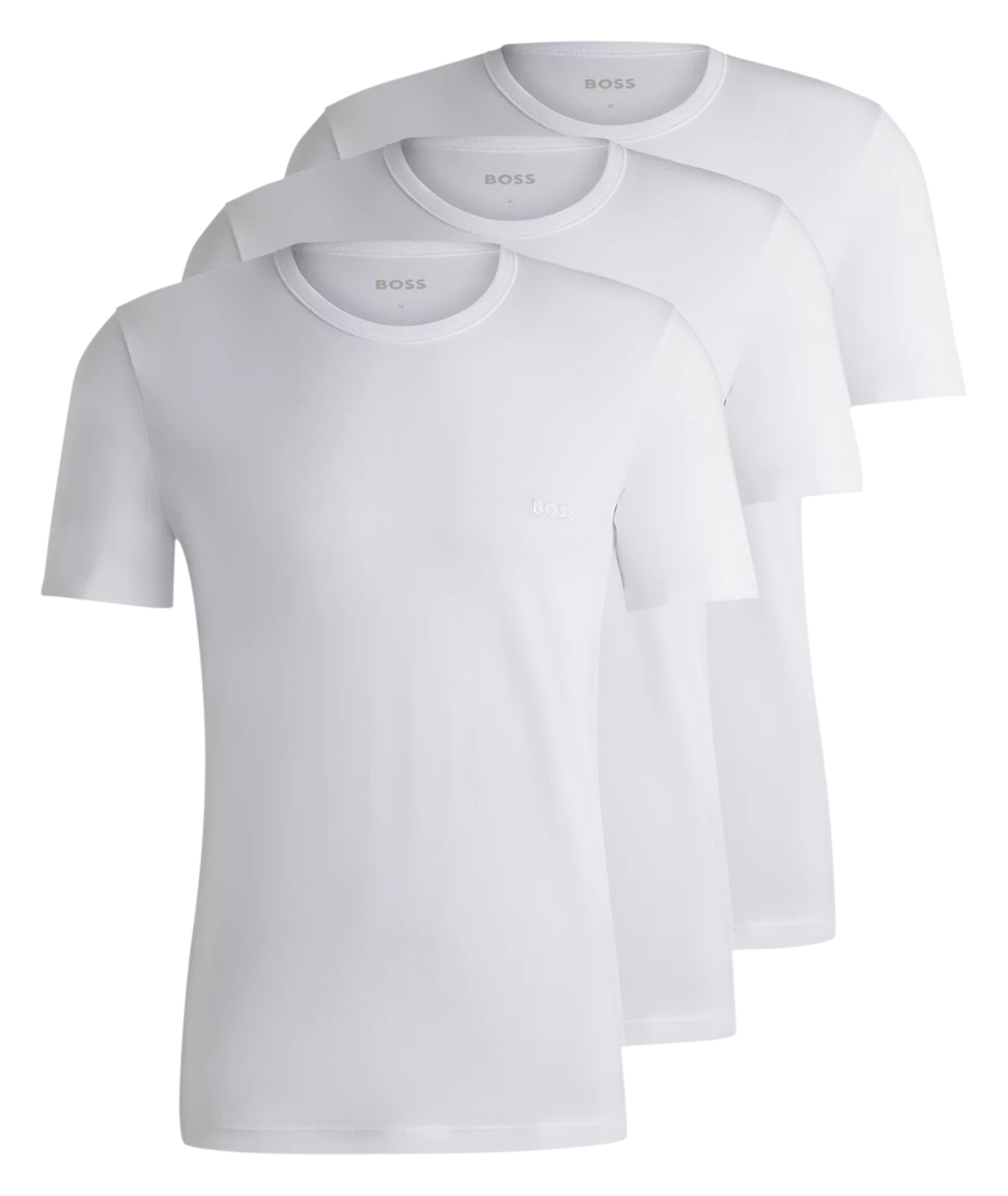 Pack of 3 round-neck cotton T-shirts BOSS White