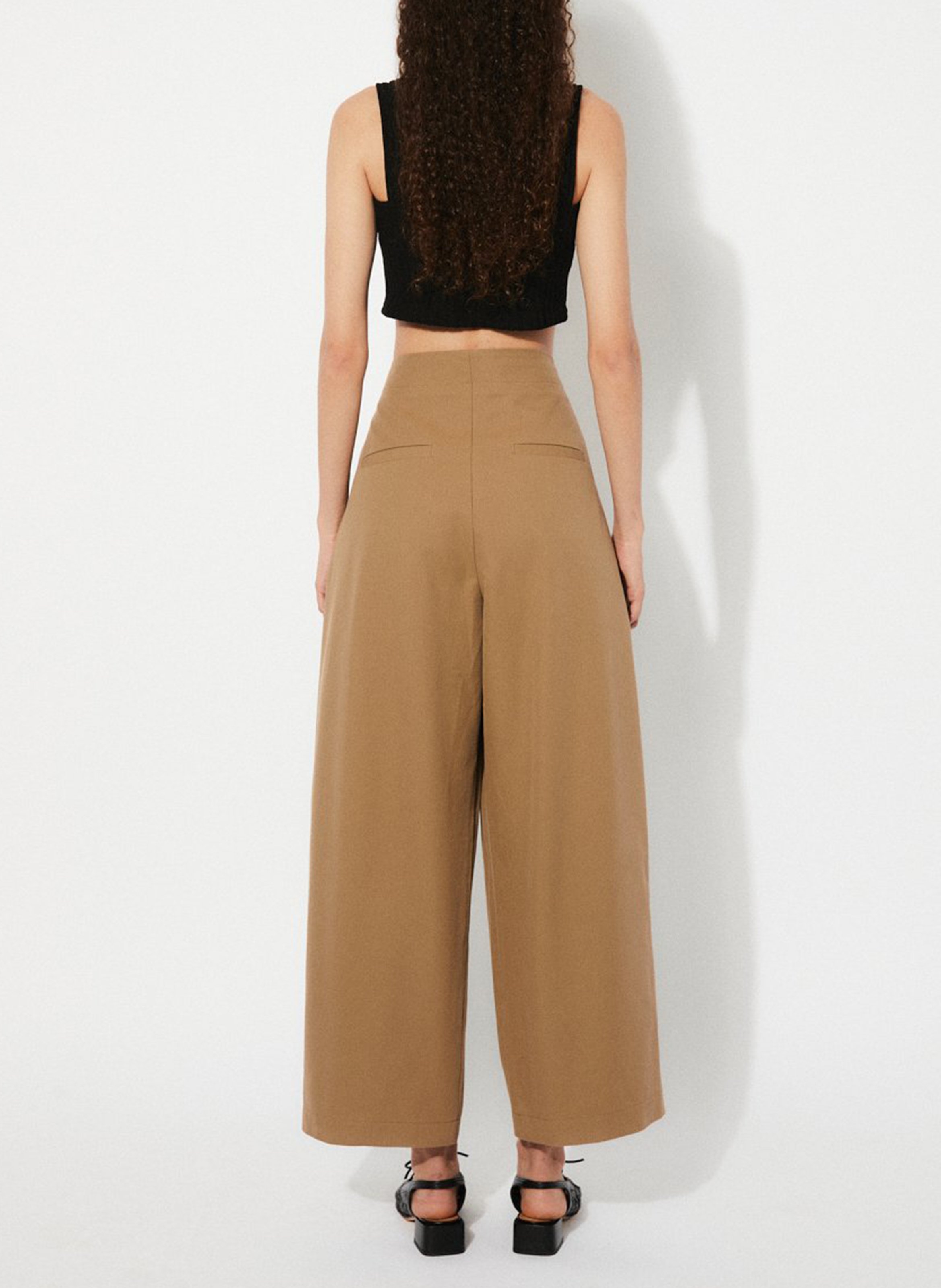 Pantalon large en coton RITA ROW Marron