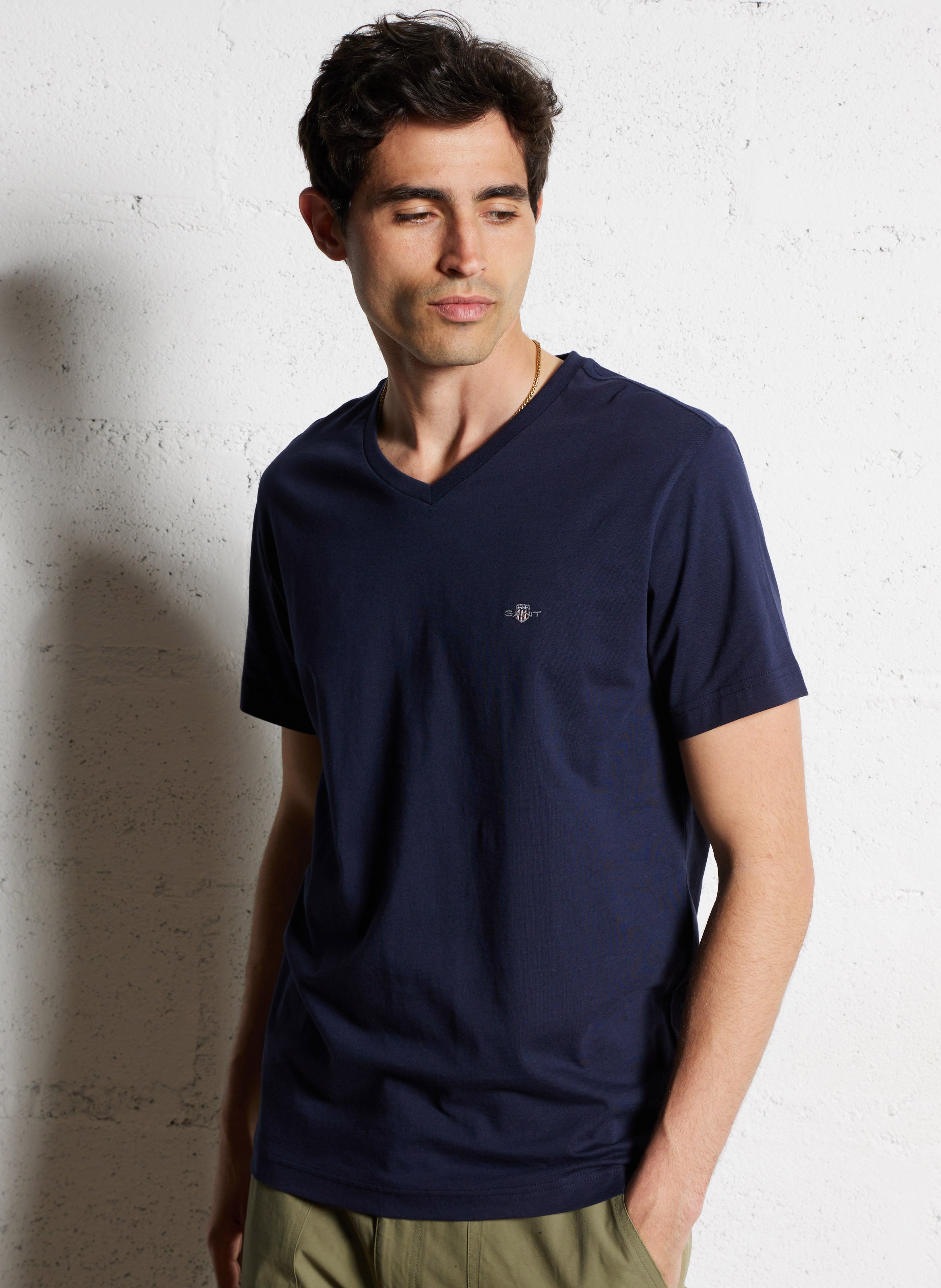 Straight cotton T-shirt GANT Blue