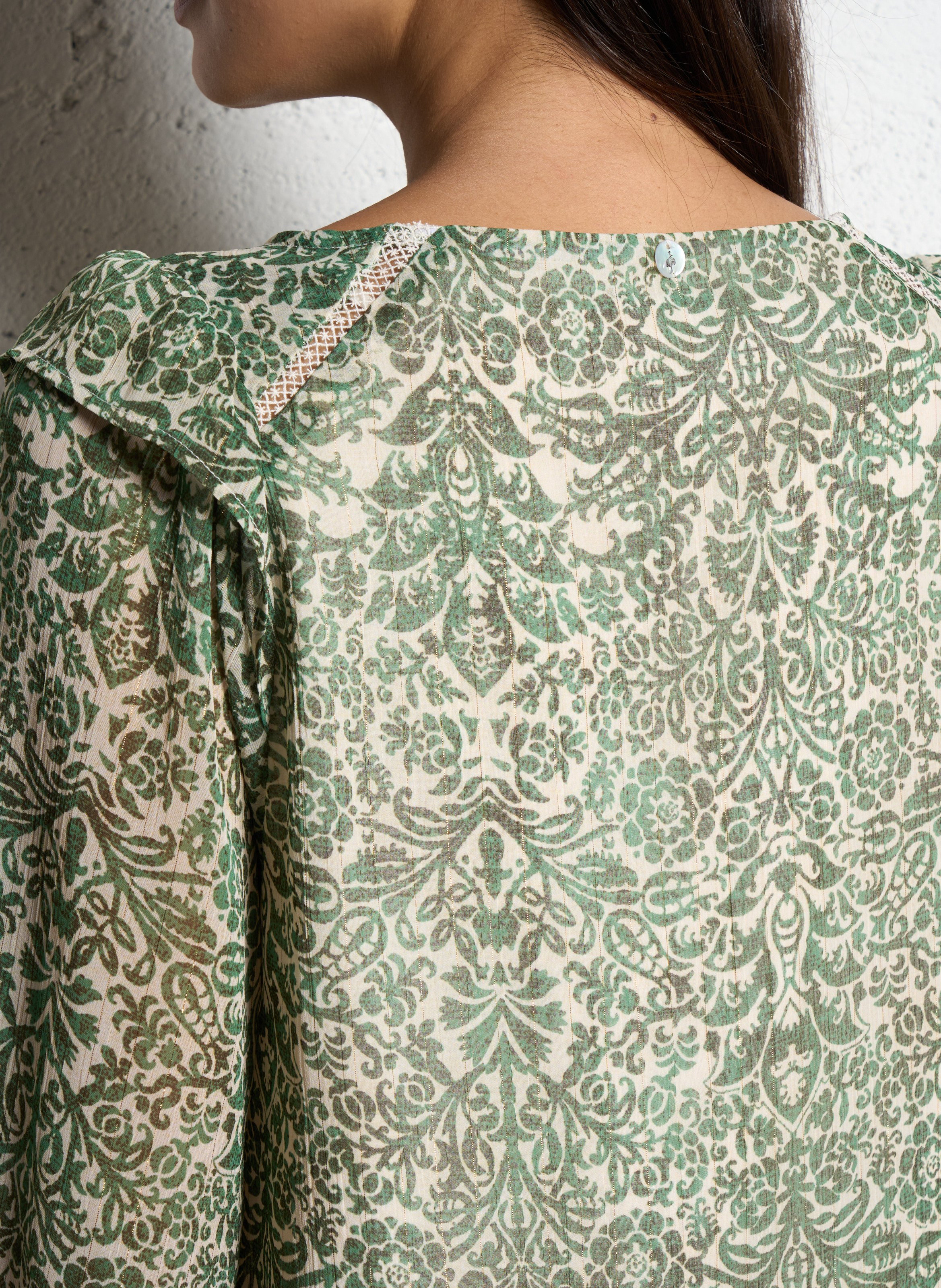 Printed long-sleeved top ONE STEP White