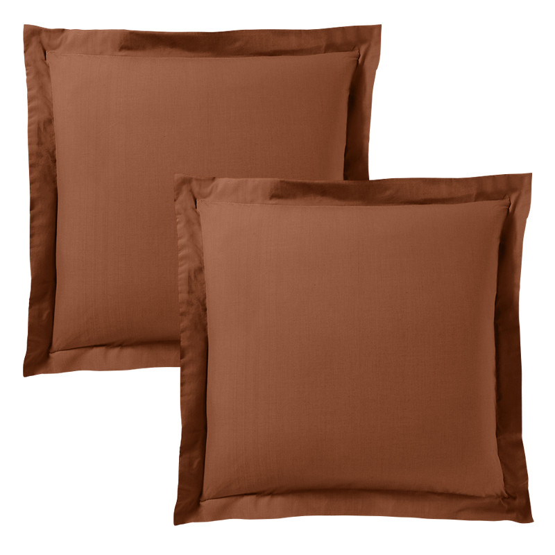 Cotton percale pillow case COTON PUR Brown