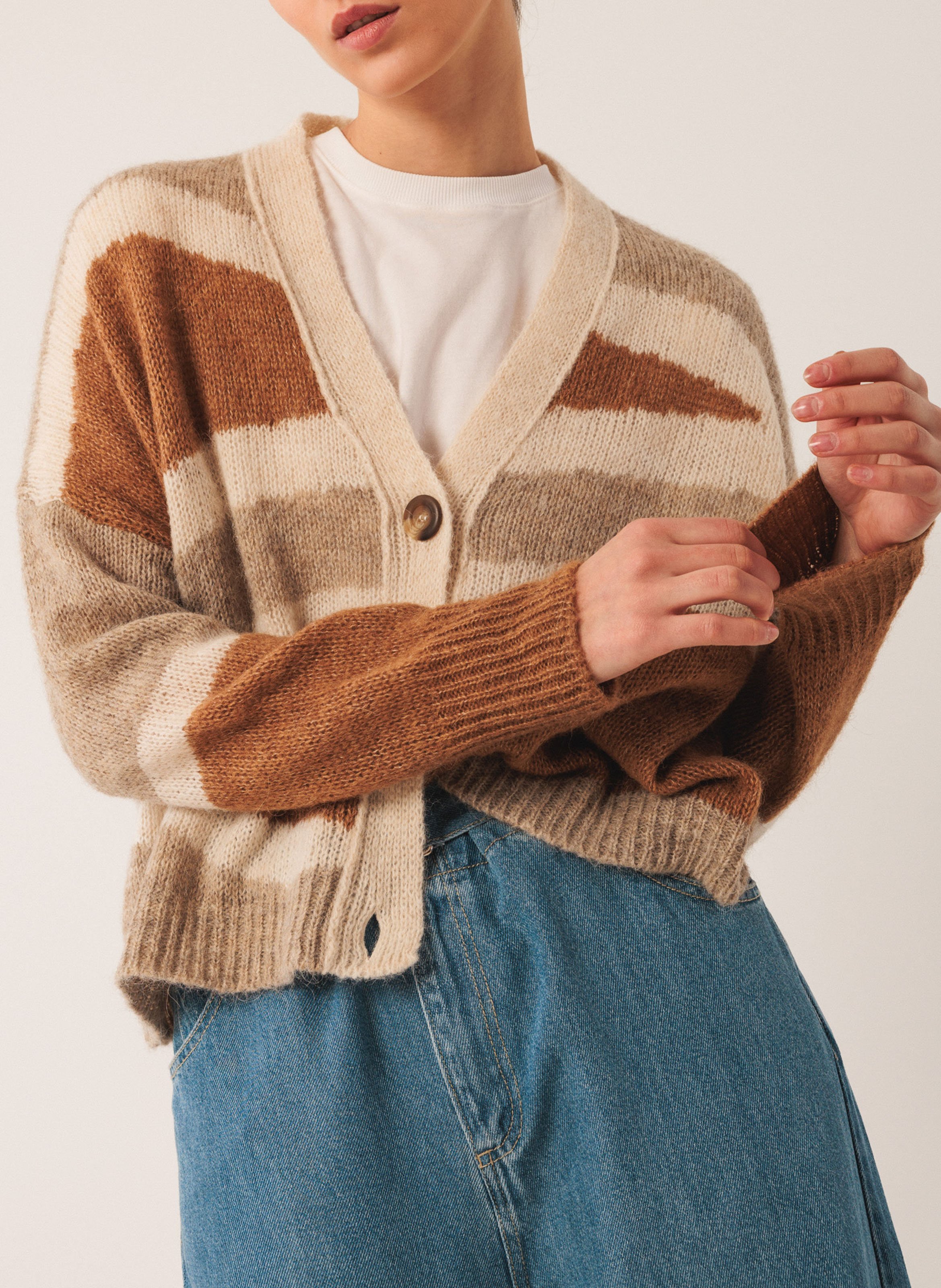 Gilet col v  INDI & COLD Marron