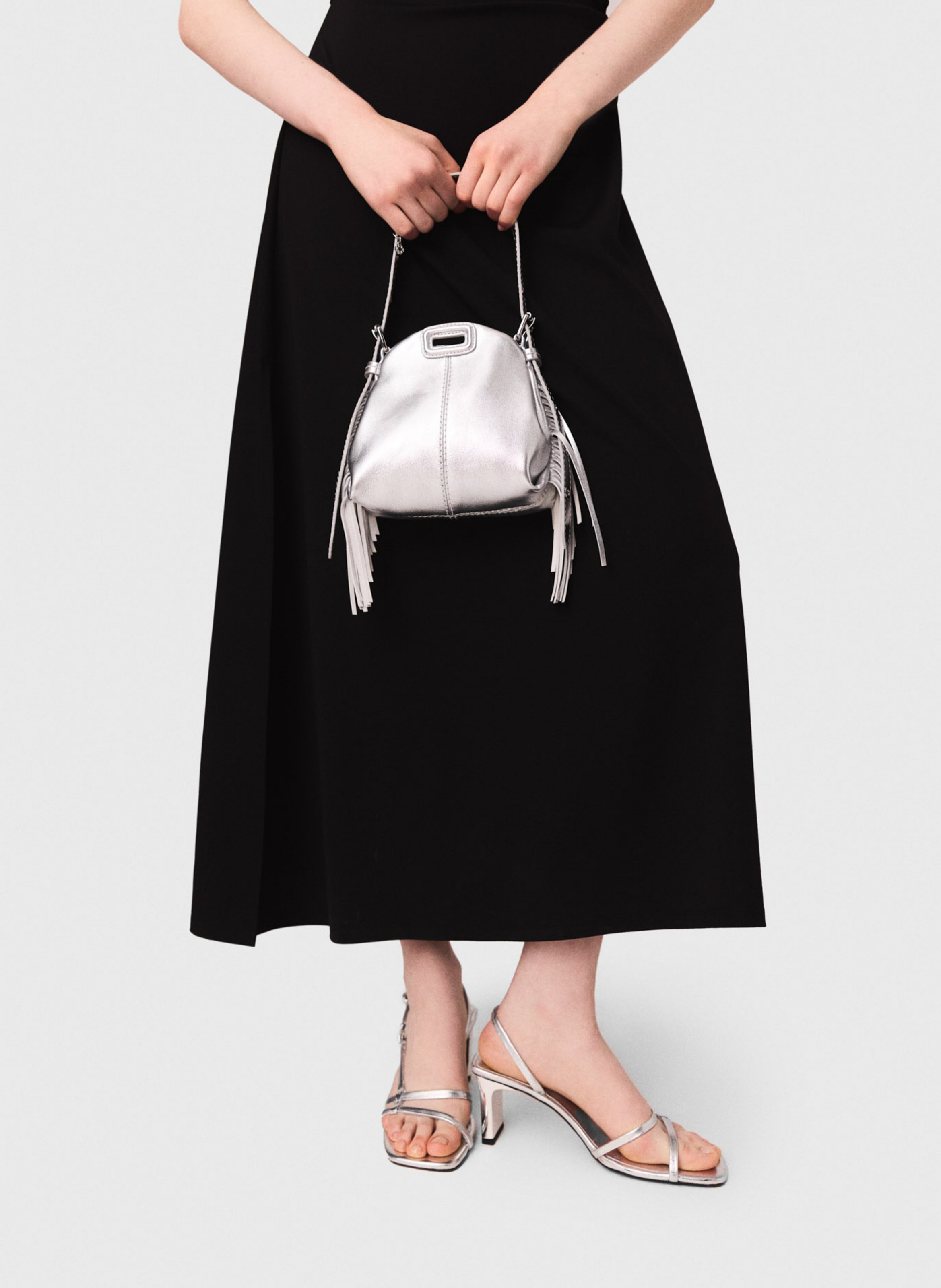 Fitted high-neck long dress MAJE Black