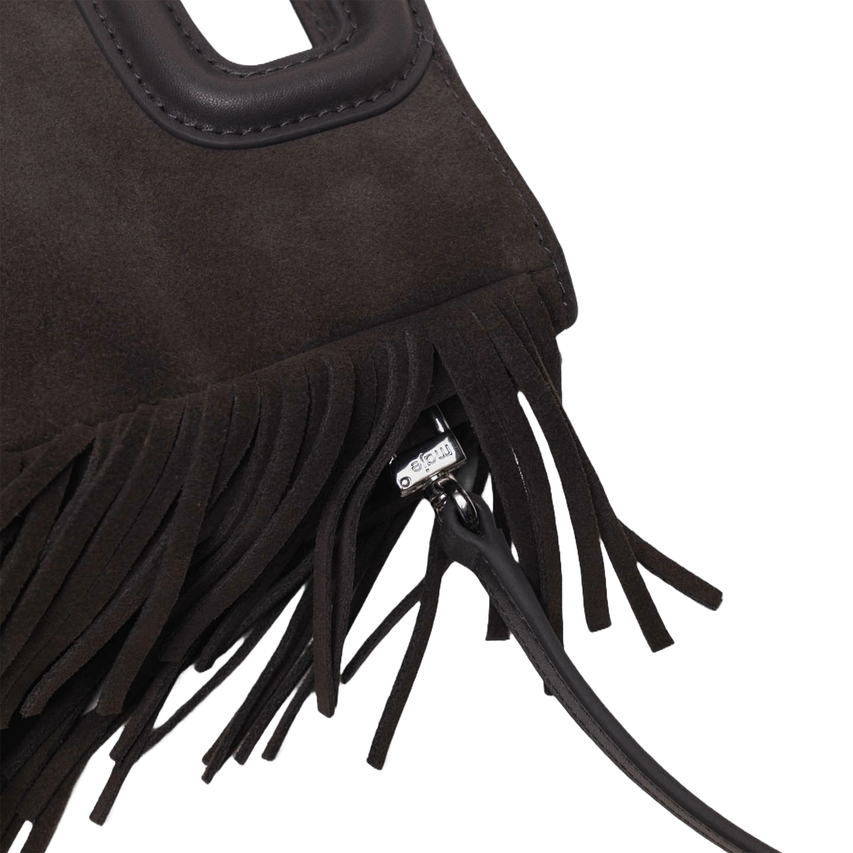 Studded leather messenger bag MAJE Grey