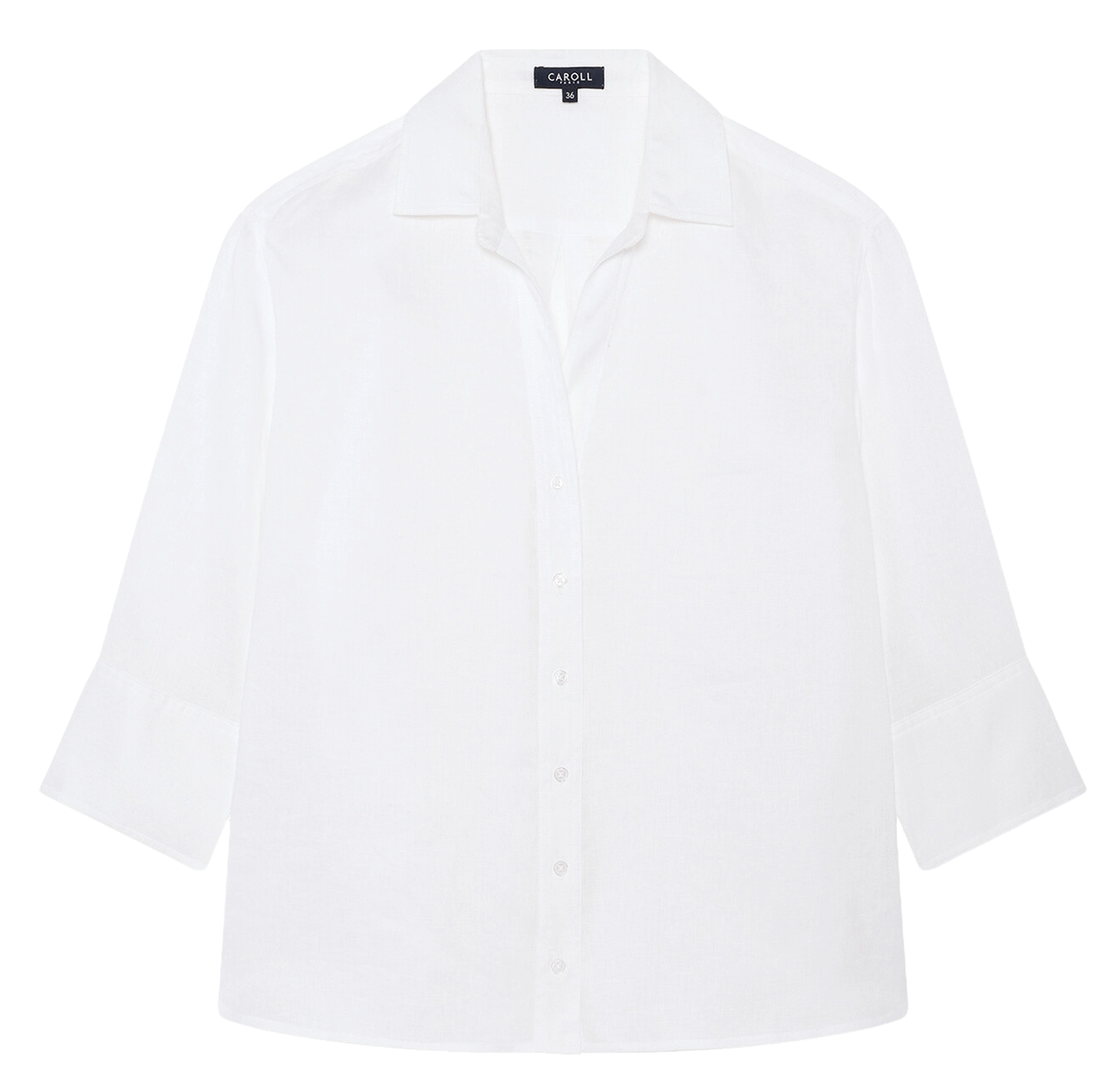 Straight linen shirt with classic collar CAROLL White