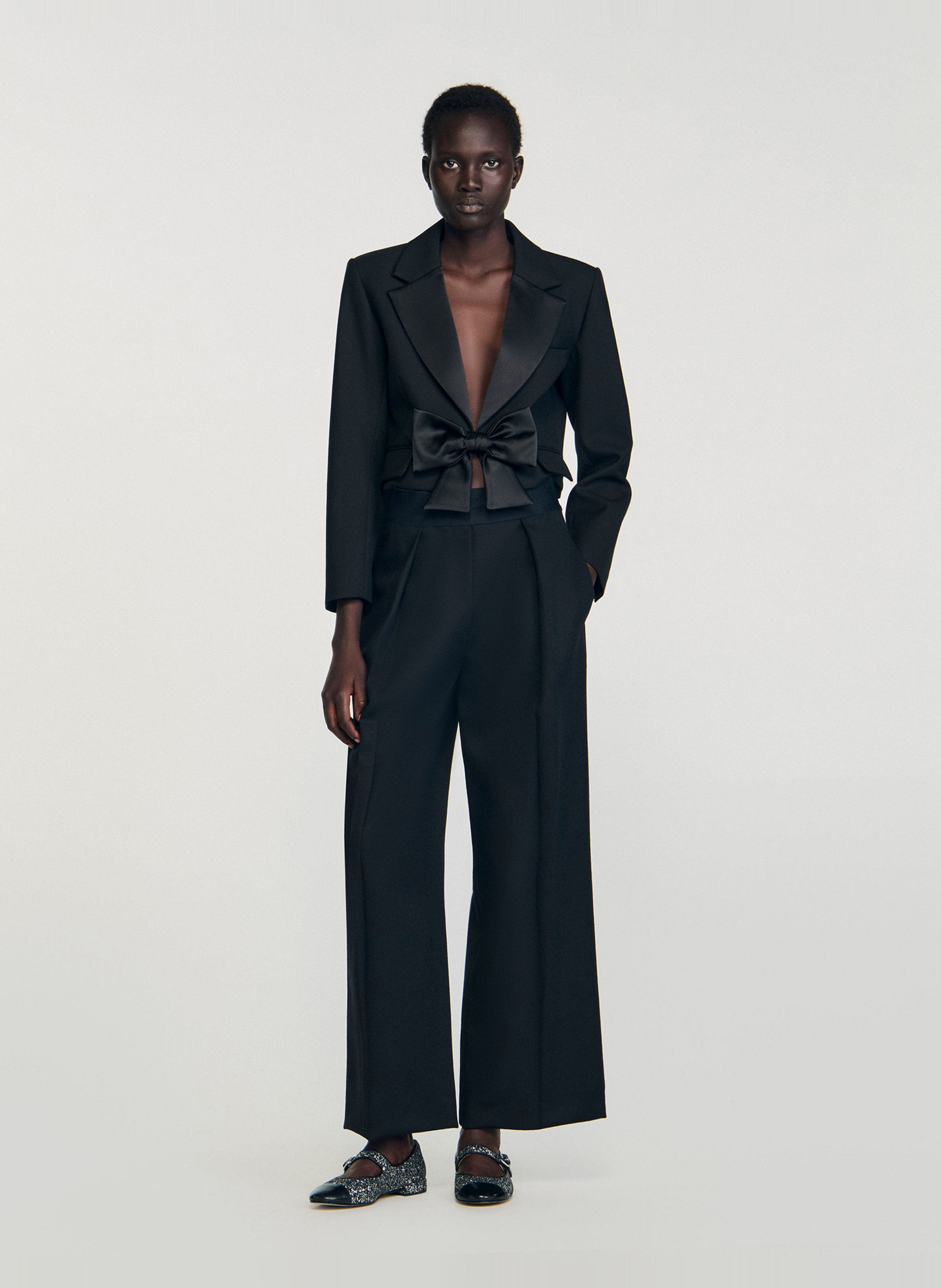 Pantalon large en laine SANDRO Noir