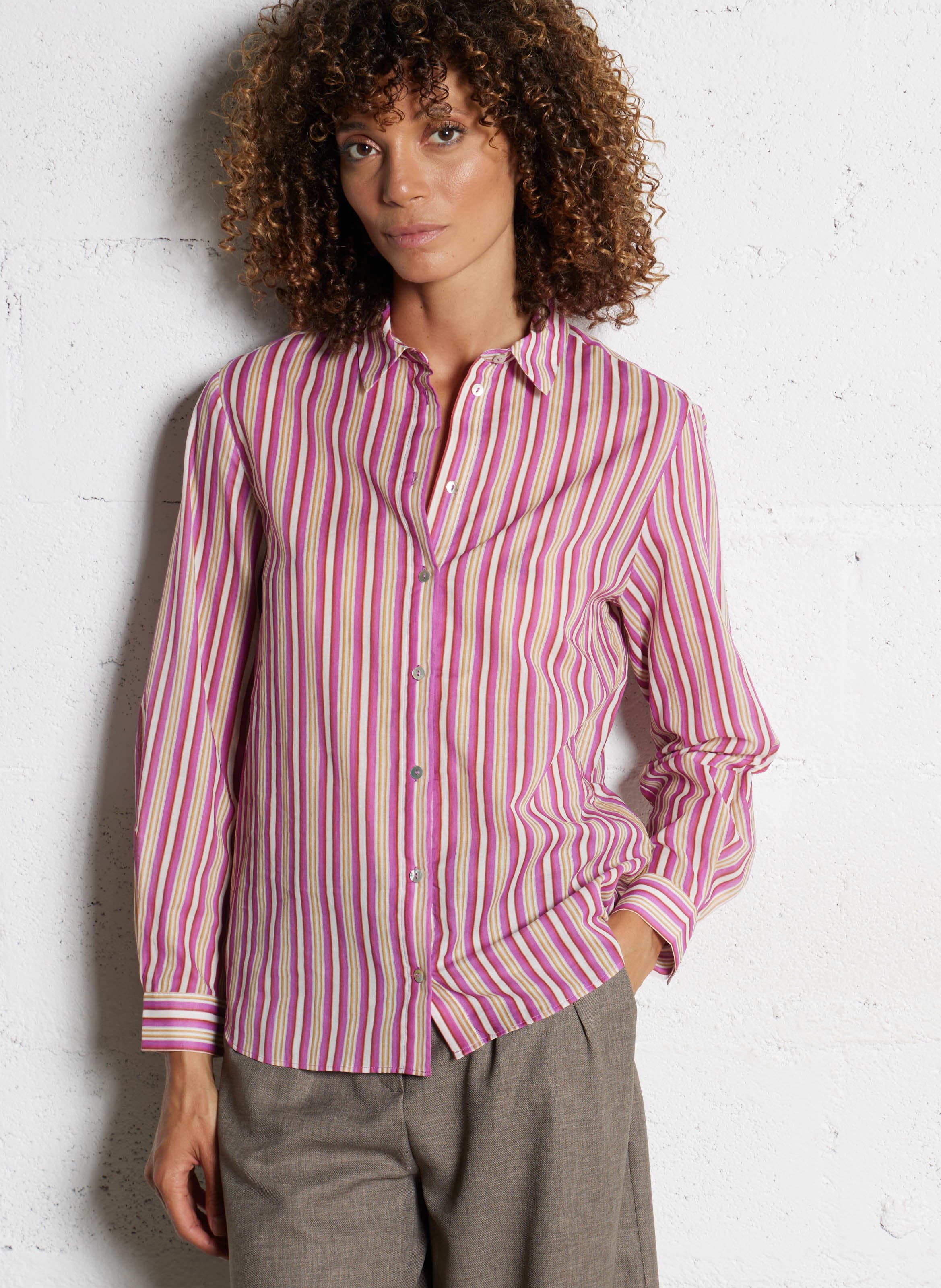 Chemise droite en coton MAISON 123 Violet