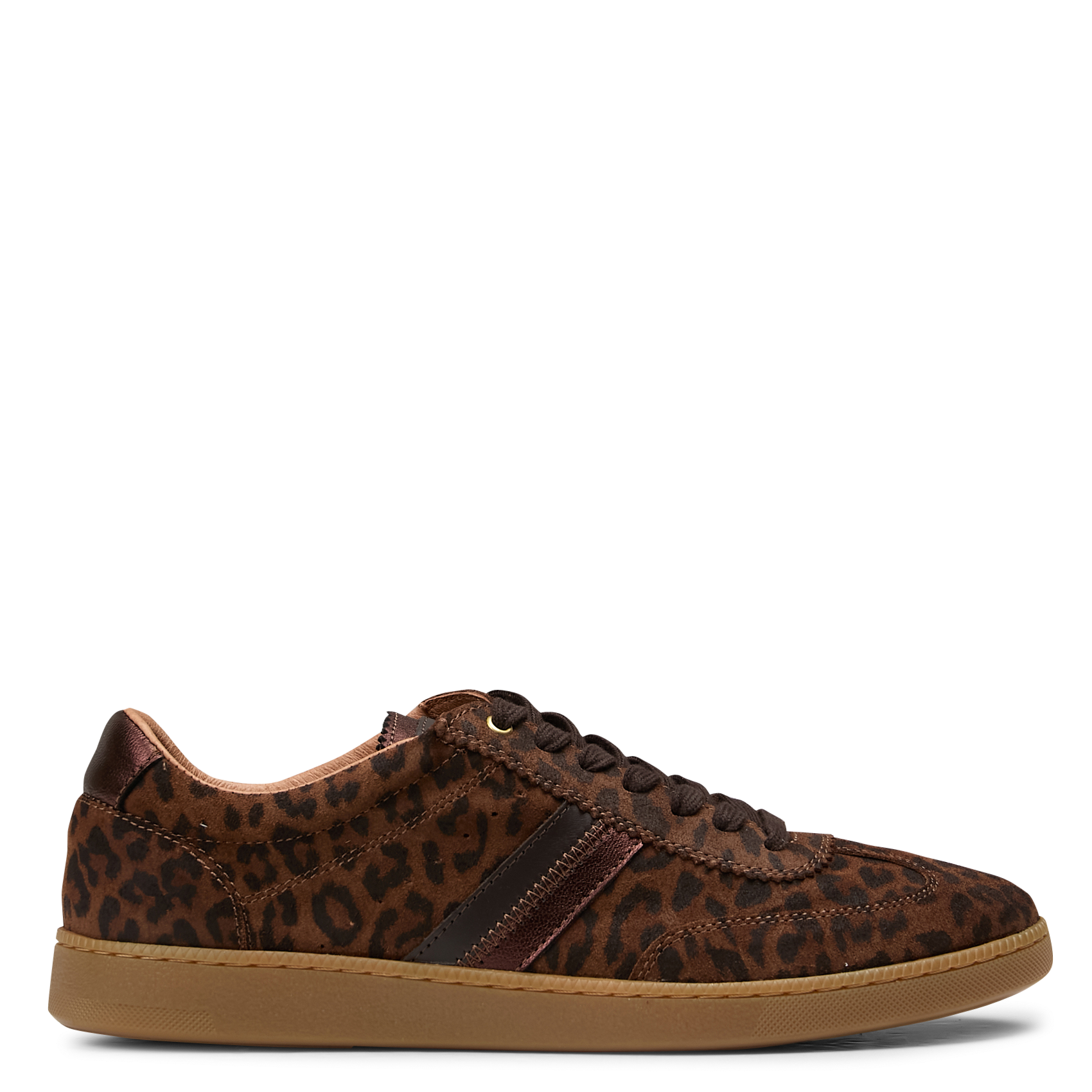 Leopard low-top sneakers in leather BOCAGE Brown