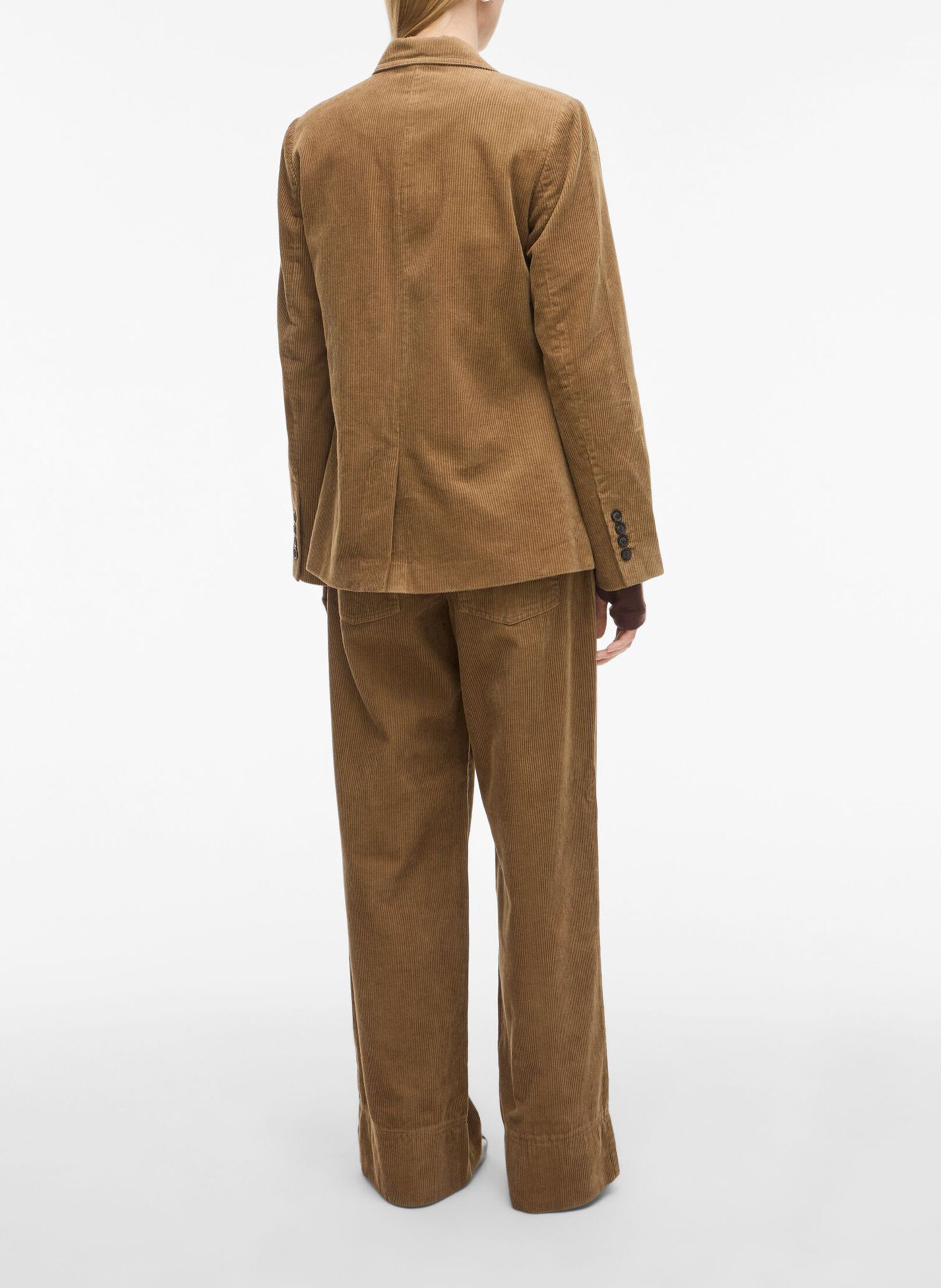 Pantalon large taille haute en coton côtelé ROUGE EDIT Marron