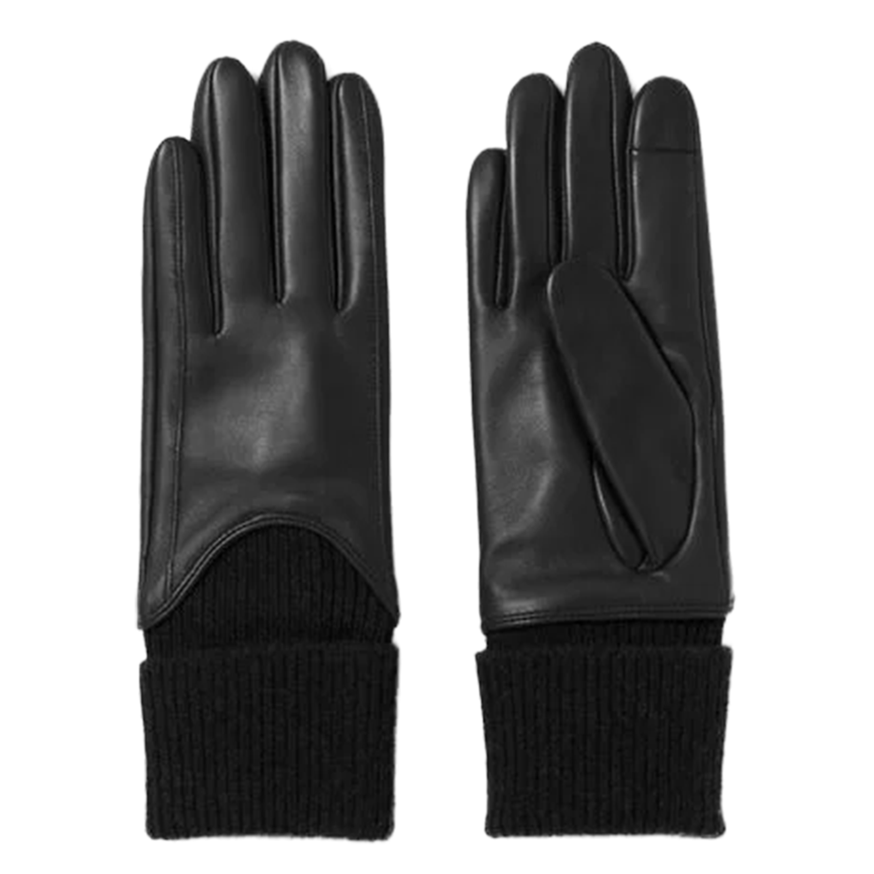 Gants en cuir lisse avec détail laine CLAUDIE PIERLOT Noir