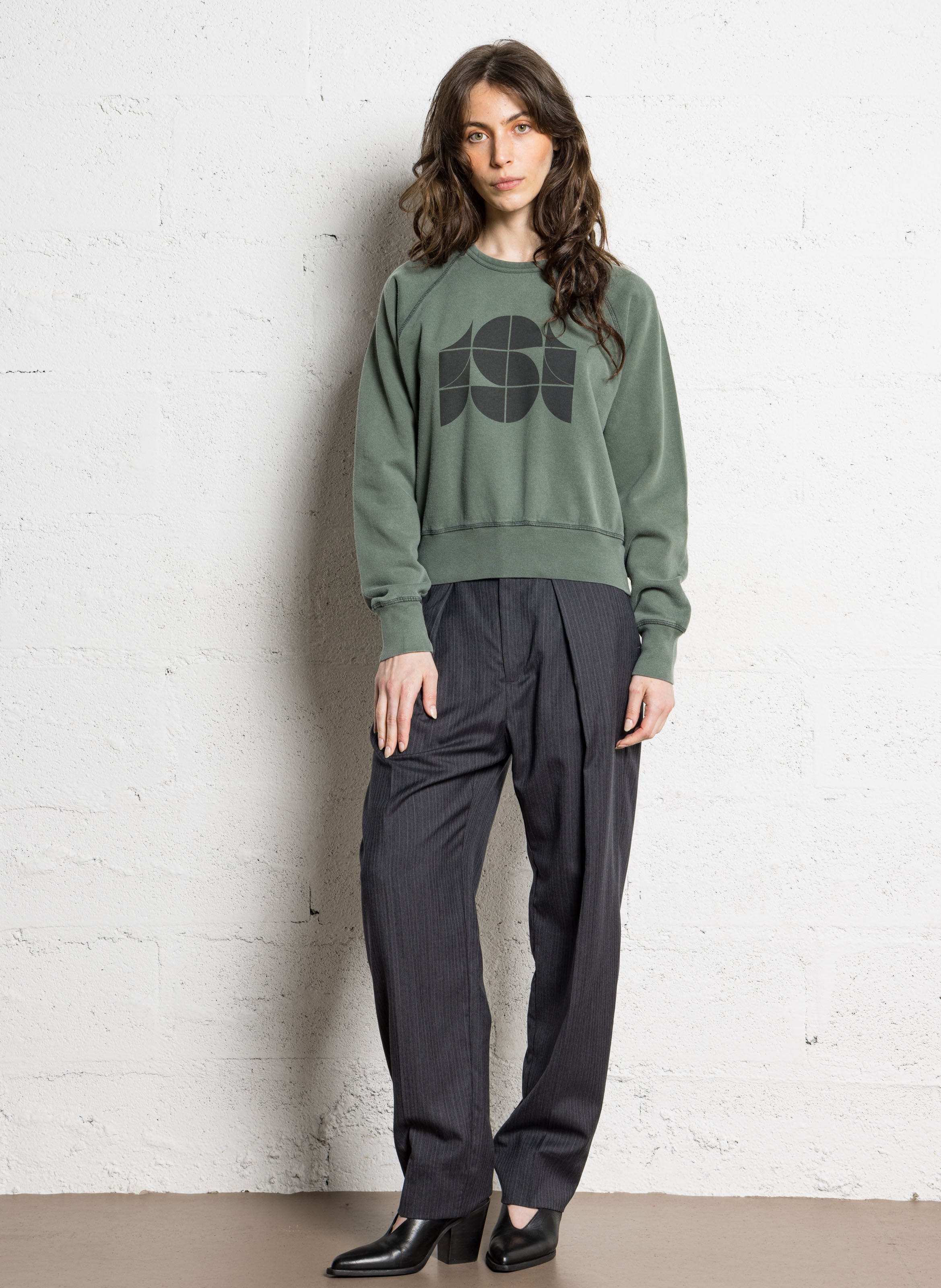 Straight printed cotton sweatshirt SOEUR Grey