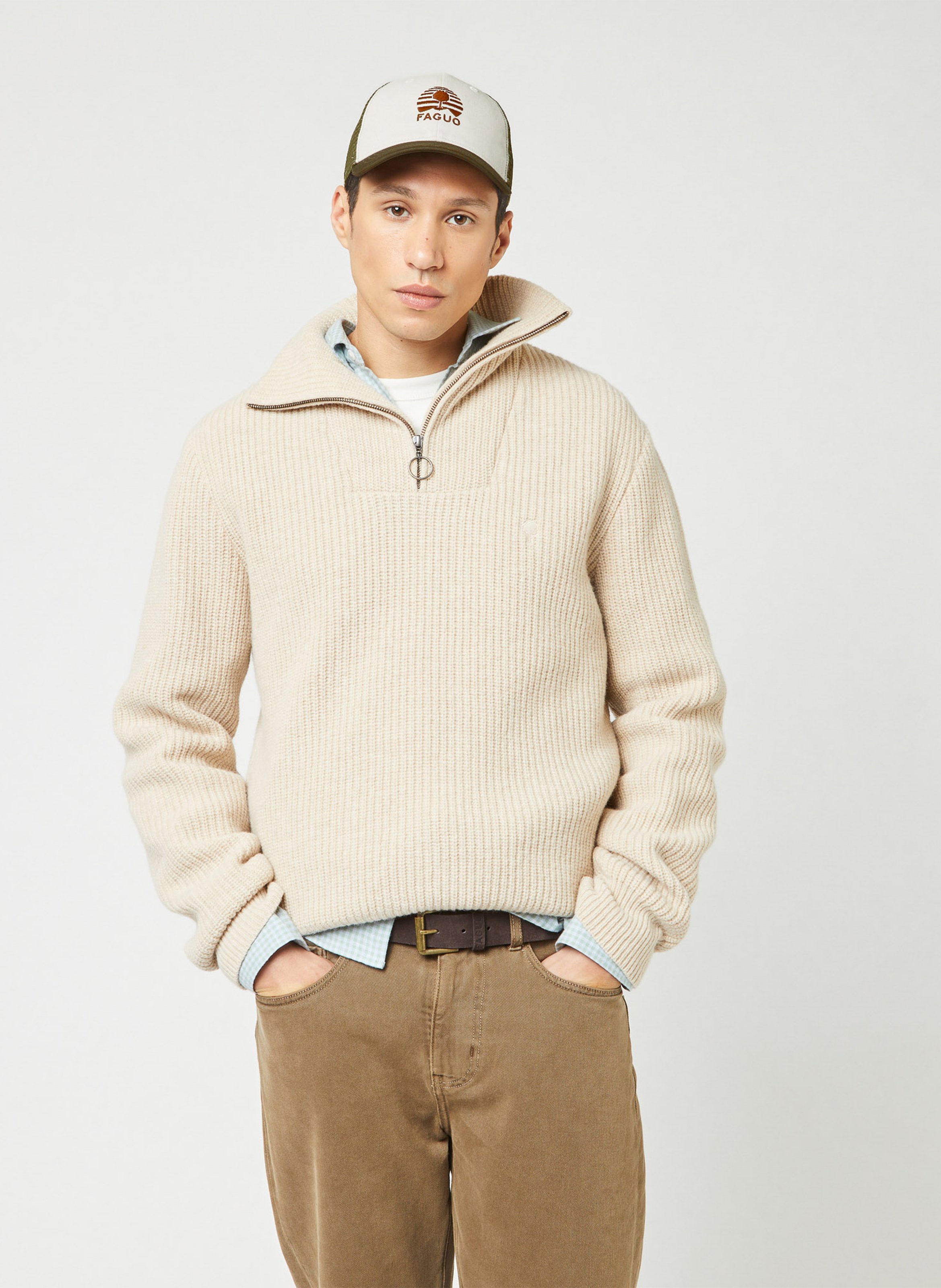 Cap made of recycled cotton FAGUO Khaki