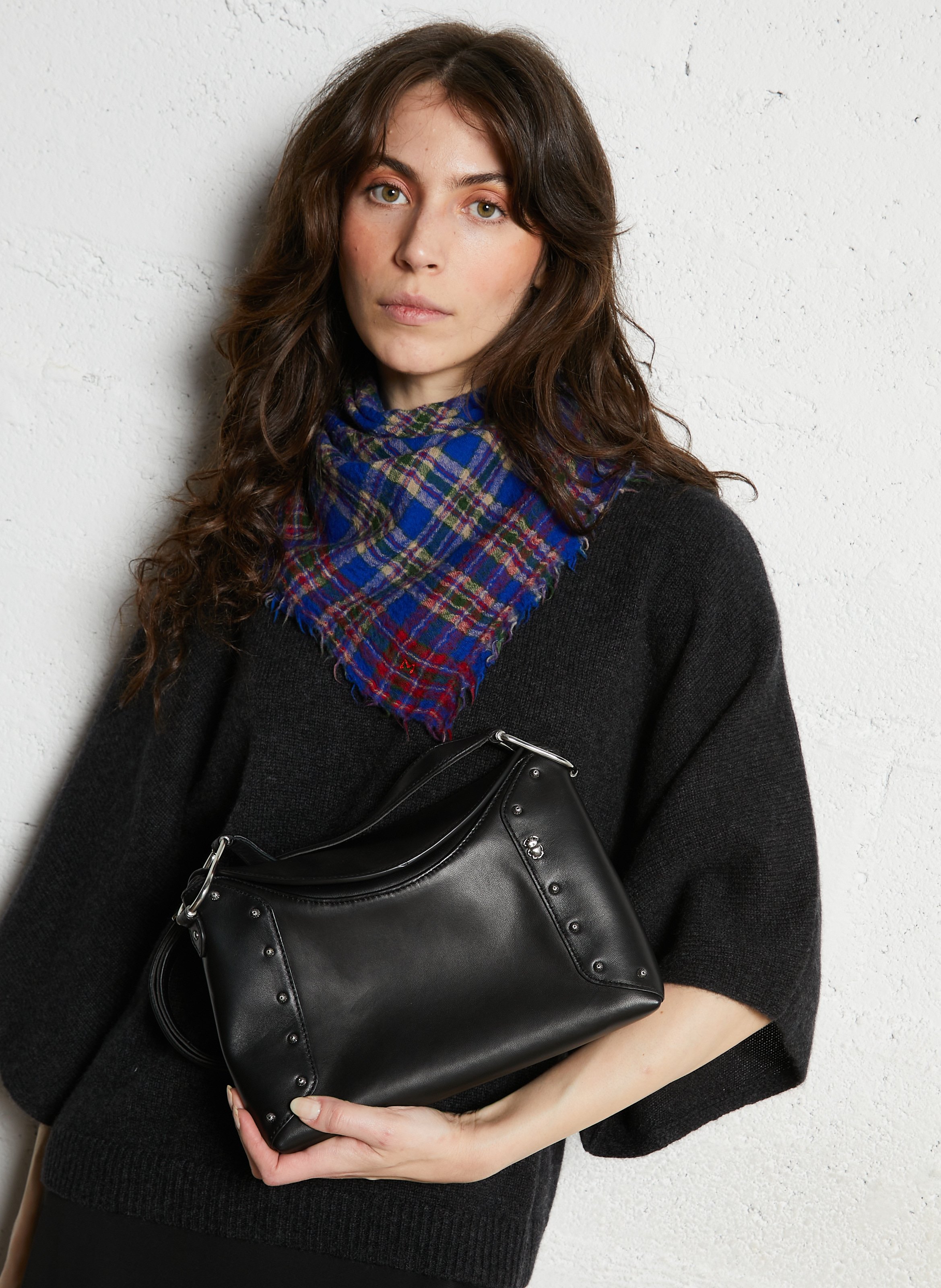 Sac bandoulière en cuir mélangé CLARIS VIROT Noir