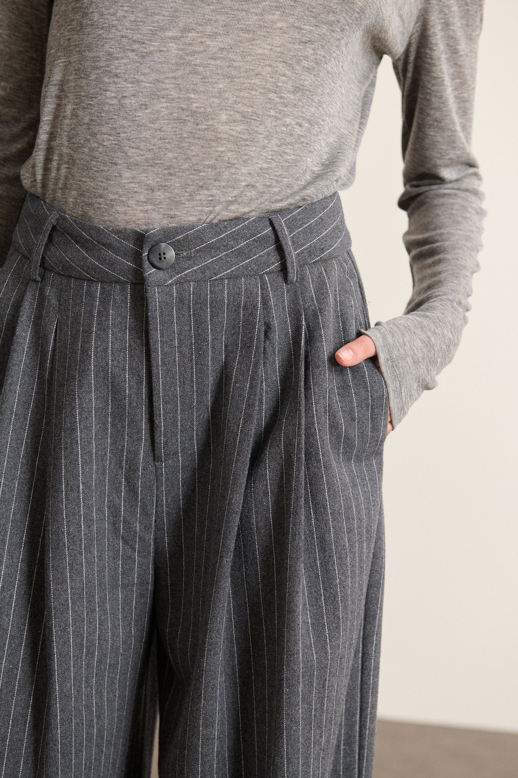 High-waisted striped wide-leg pants GARANCE PARIS Grey