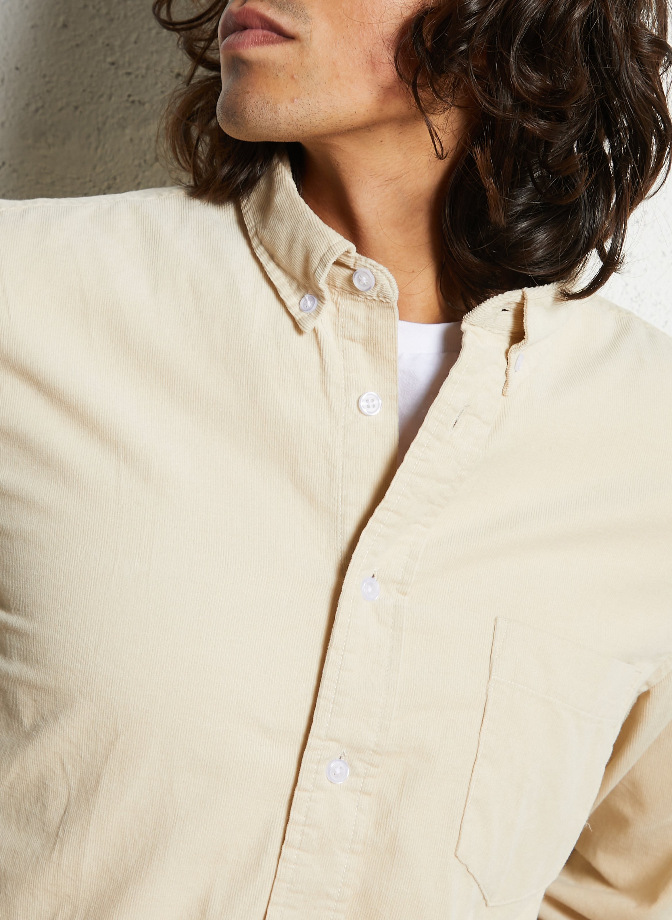 Straight-cut organic cotton shirt with classic collar MINIMUM Beige