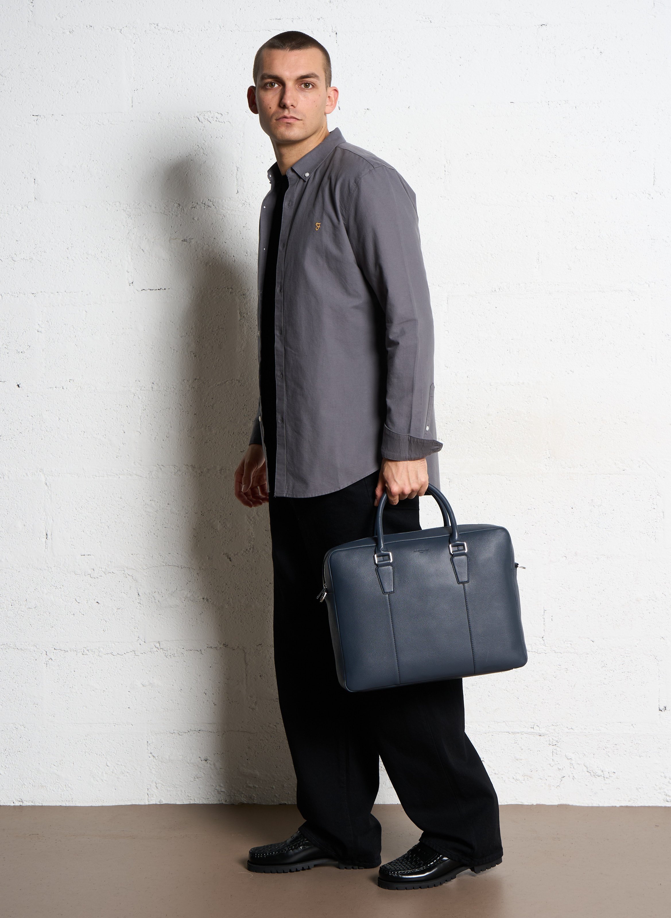 Leren aktetas LE TANNEUR Blauw