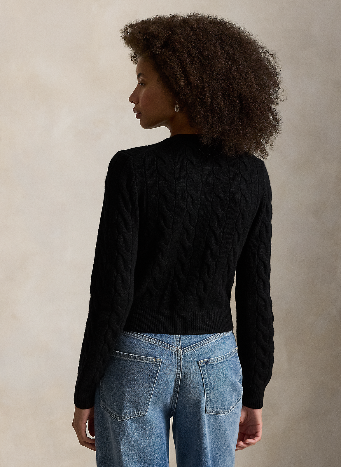 Gilet col rond en laine mélangée POLO RALPH LAUREN Noir